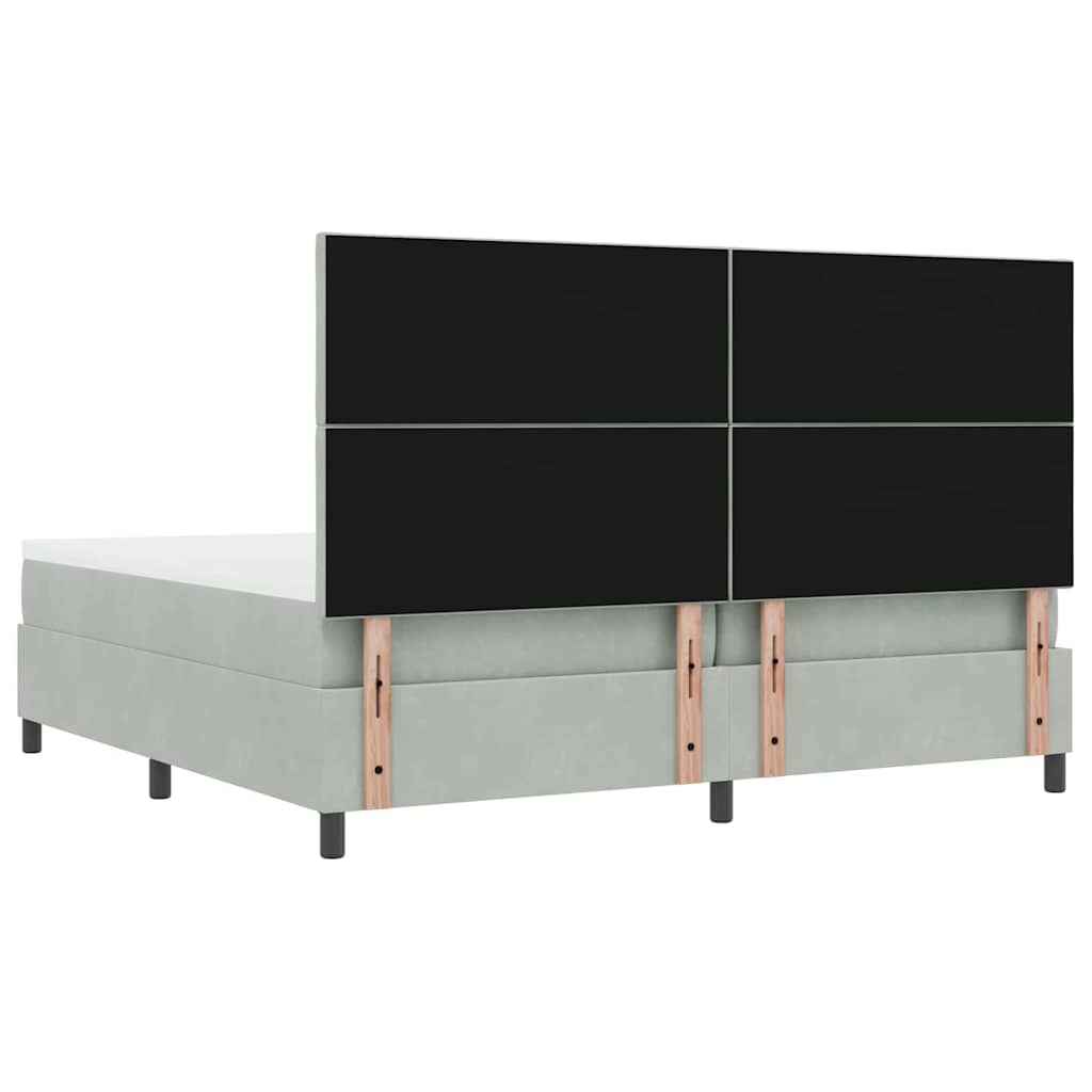 Boxspringbett mit Kopfteil Hellgrau 200 x 200 cm Samt