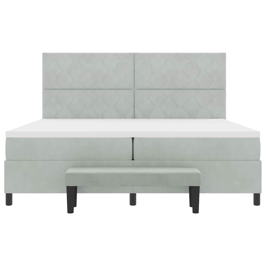 Boxspringbett mit Kopfteil Hellgrau 200 x 200 cm Samt