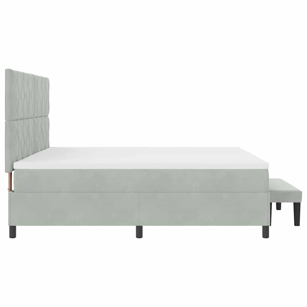 Boxspringbett mit Kopfteil Hellgrau 200 x 200 cm Samt