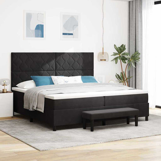 Boxspringbett mit Matratze Schwarz 200 x 200 cm Samt