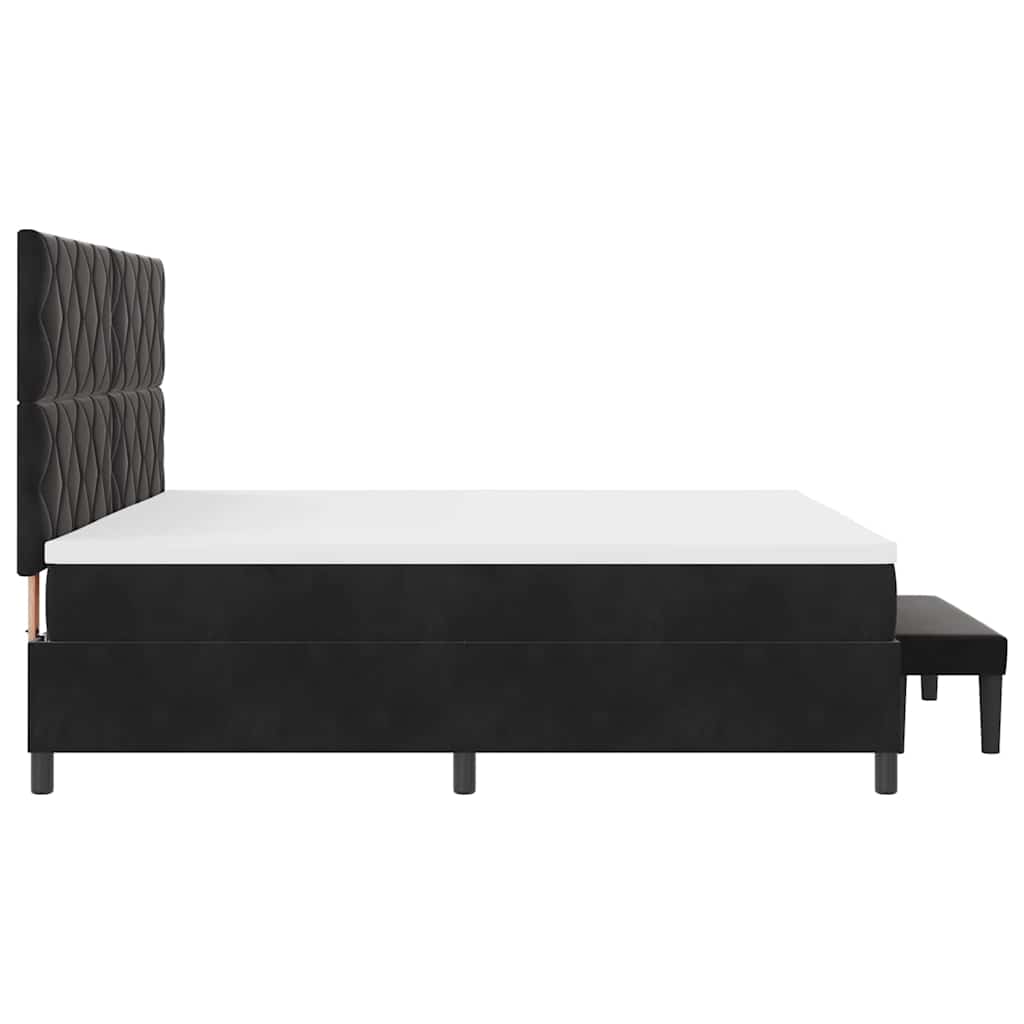 Boxspringbett mit Matratze Schwarz 200 x 200 cm Samt