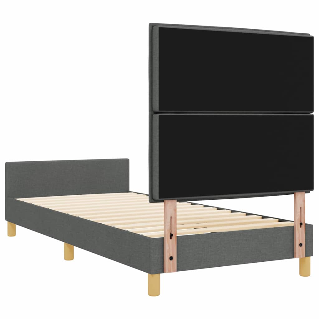 Bettgestell mit Kopfteil Dunkelgrau 80 x 200 cm Stoff