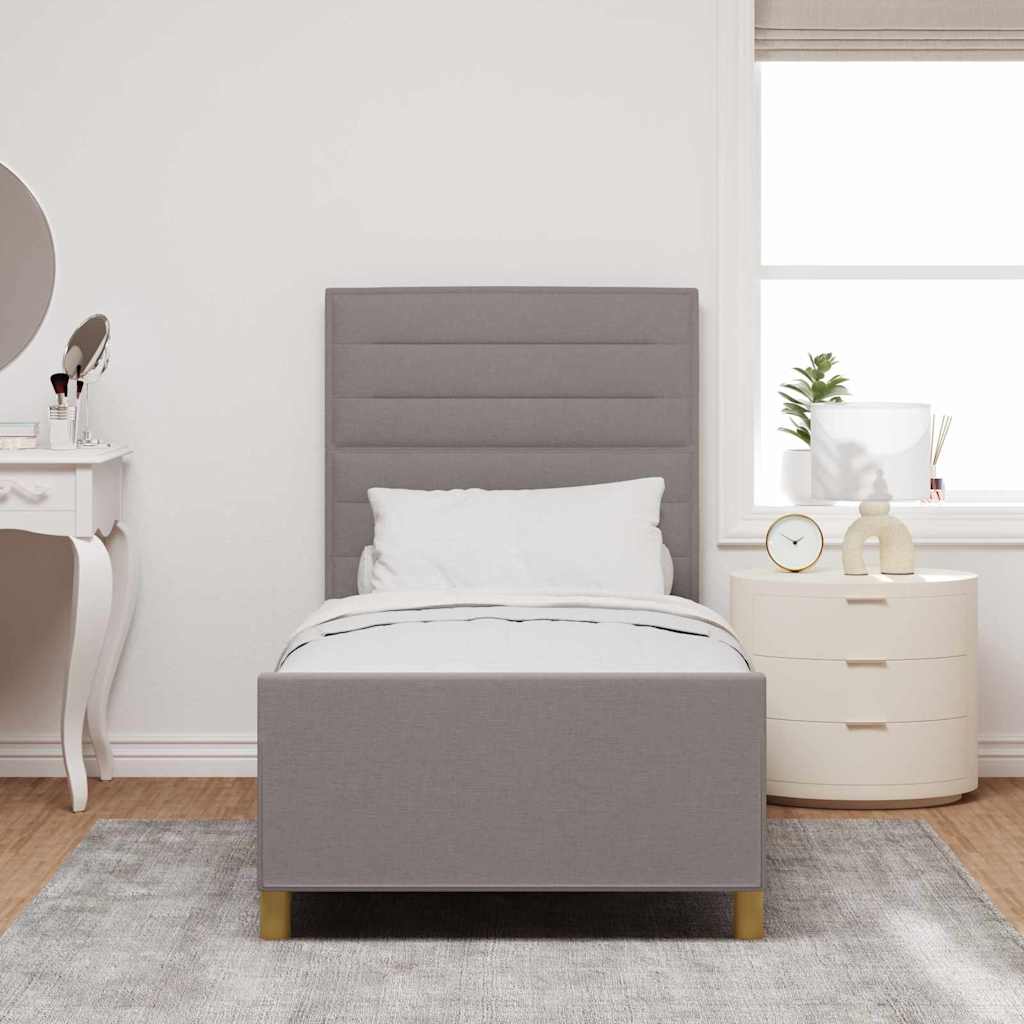 Bettgestell mit Kopfteil Taupe 80 x 200 cm Stoff