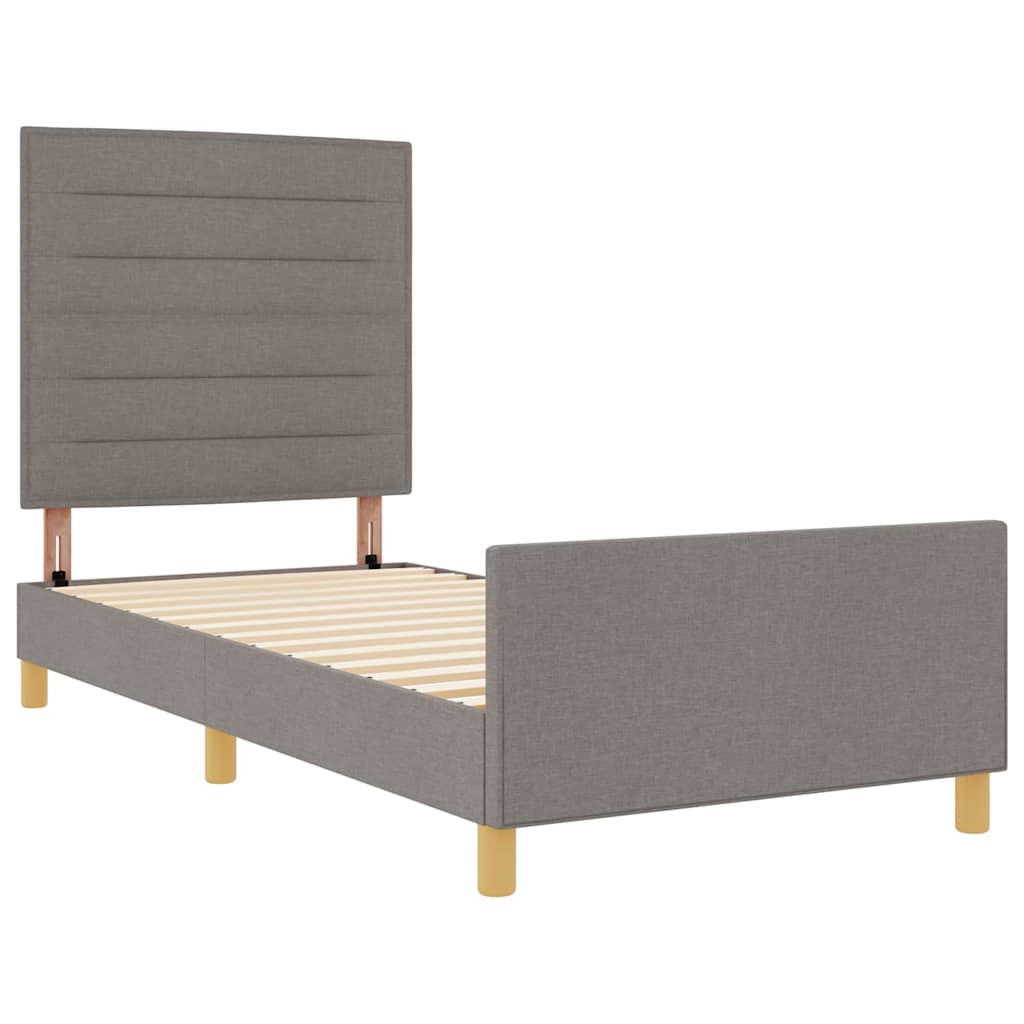 Bettgestell mit Kopfteil Taupe 80 x 200 cm Stoff