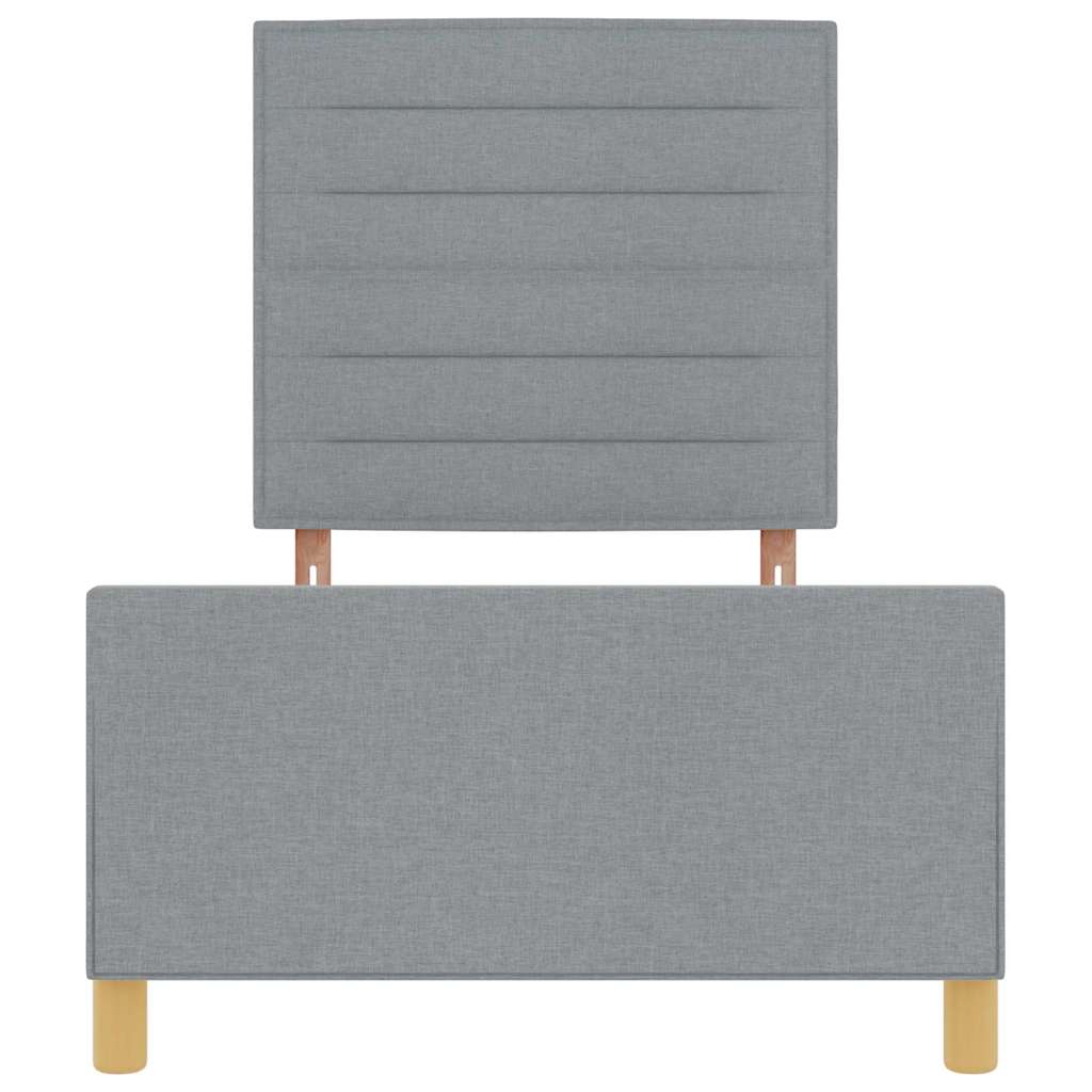Bettgestell mit Kopfteil Hellgrau 90 x 200 cm Stoff
