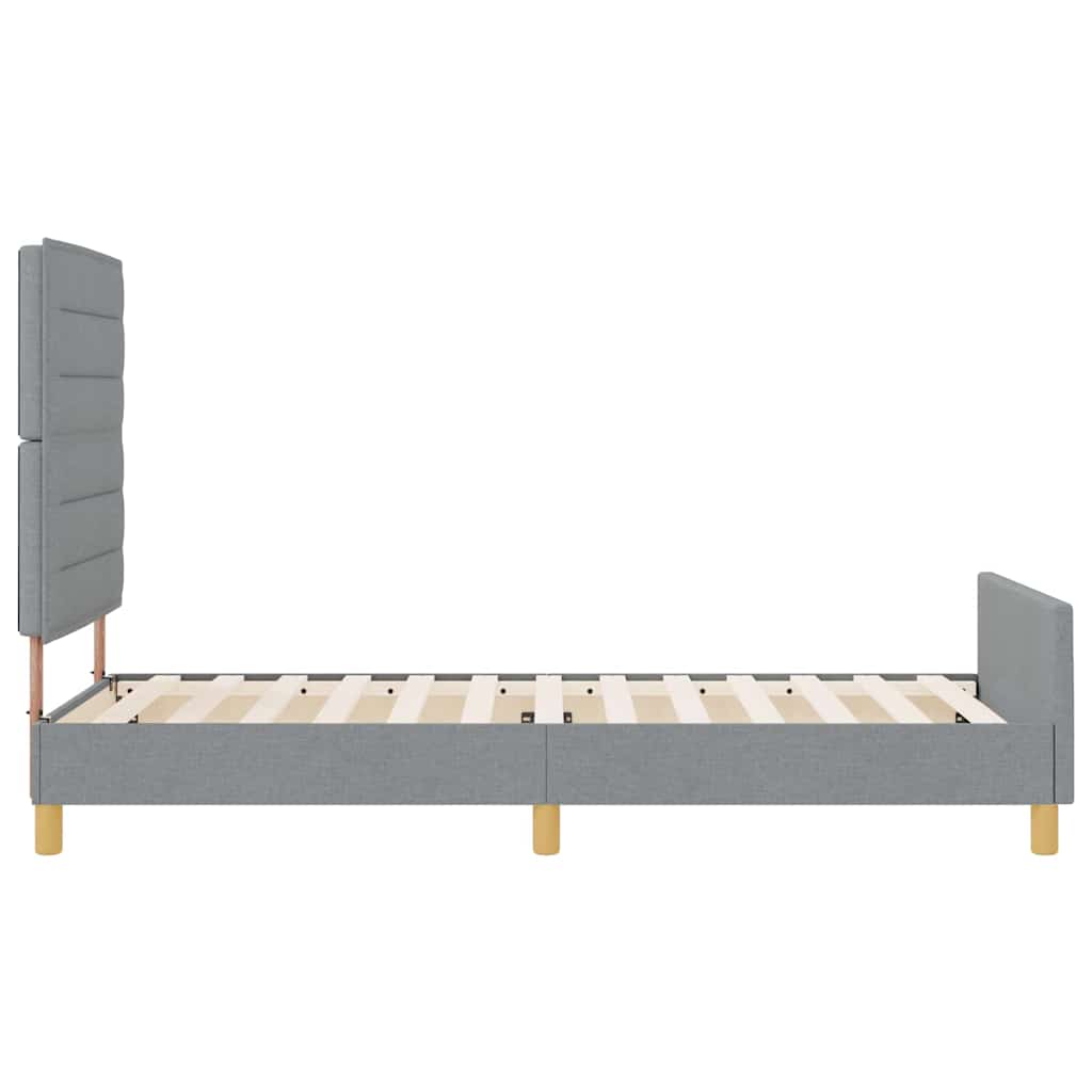 Bettgestell mit Kopfteil Hellgrau 90 x 200 cm Stoff