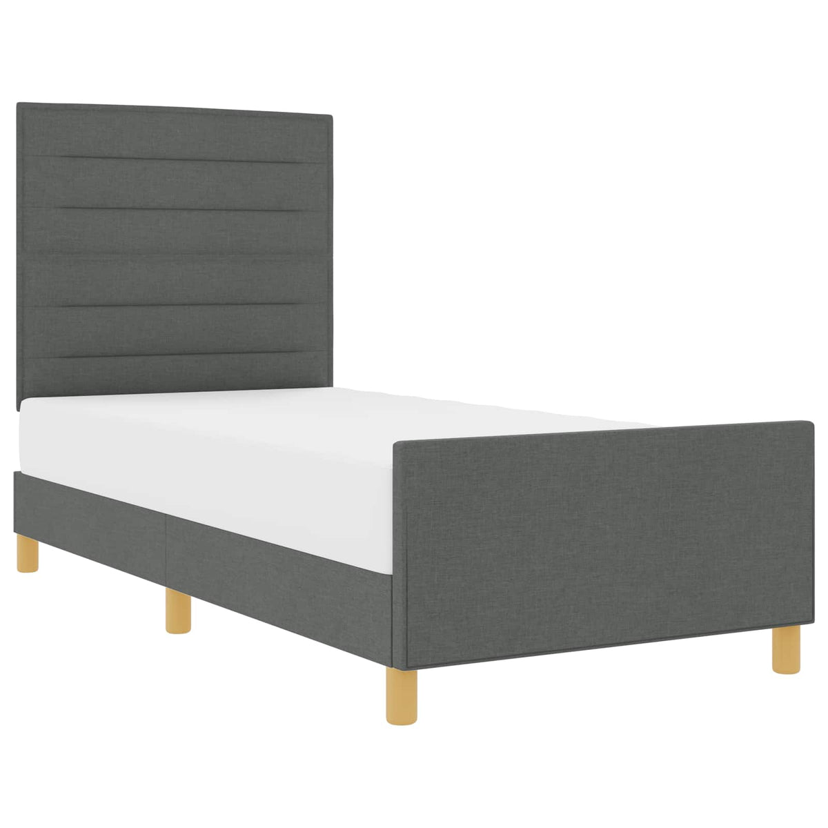 Bettgestell mit Kopfteil Dunkelgrau 90 x 200 cm Stoff