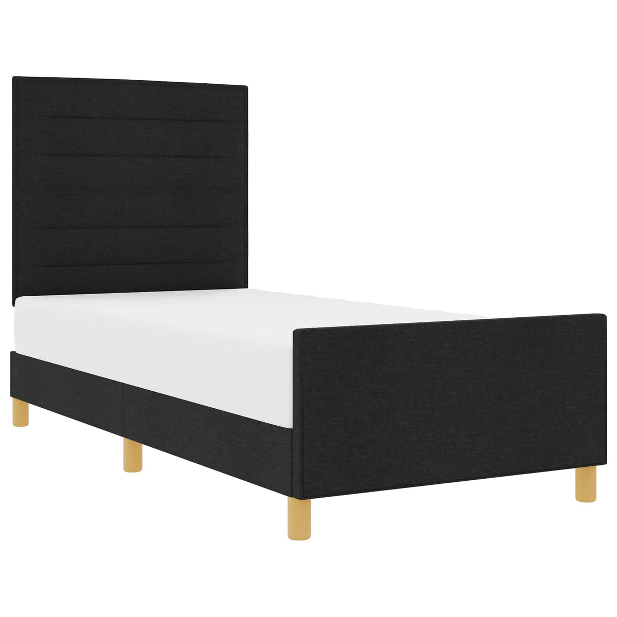 Bettgestell mit Kopfteil Schwarz 90 x 200 cm Stoff