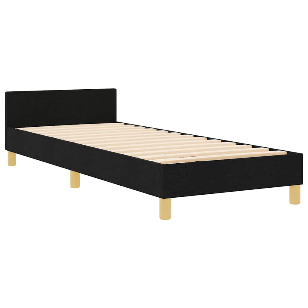Bettgestell mit Kopfteil Schwarz 90 x 200 cm Stoff