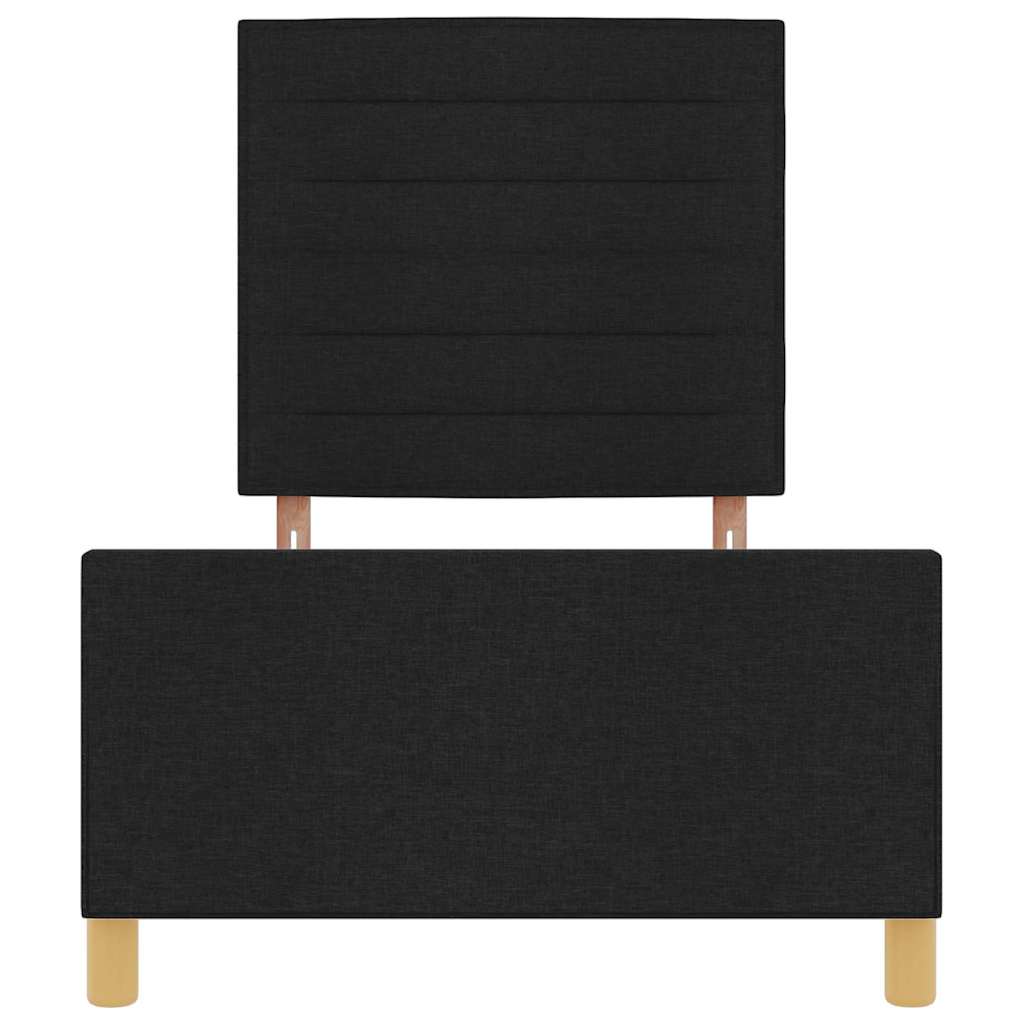 Bettgestell mit Kopfteil Schwarz 90 x 200 cm Stoff