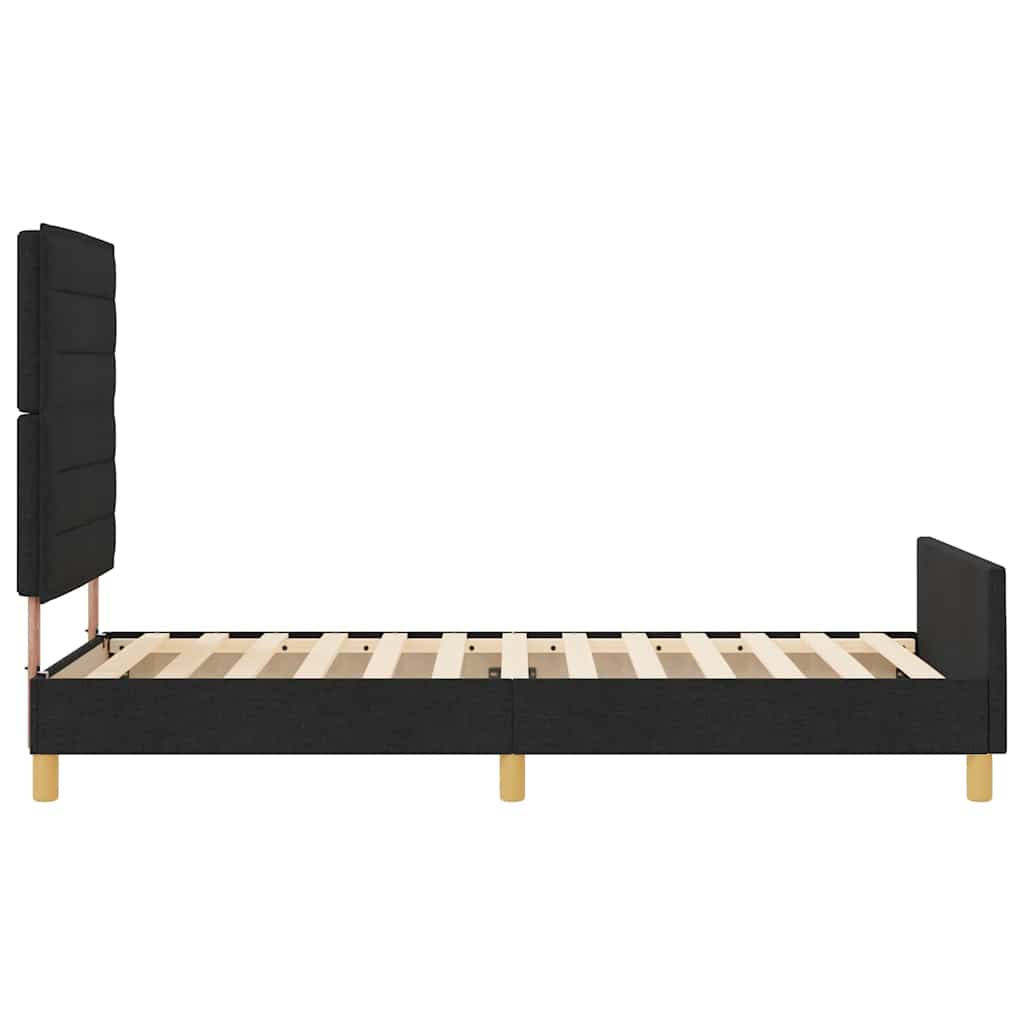Bettgestell mit Kopfteil Schwarz 90 x 200 cm Stoff