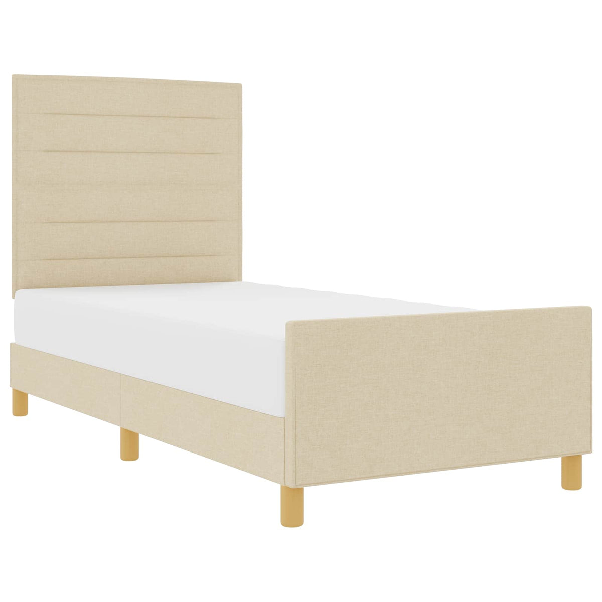 Bettgestell mit Kopfteil Creme 90 x 200 cm Stoff