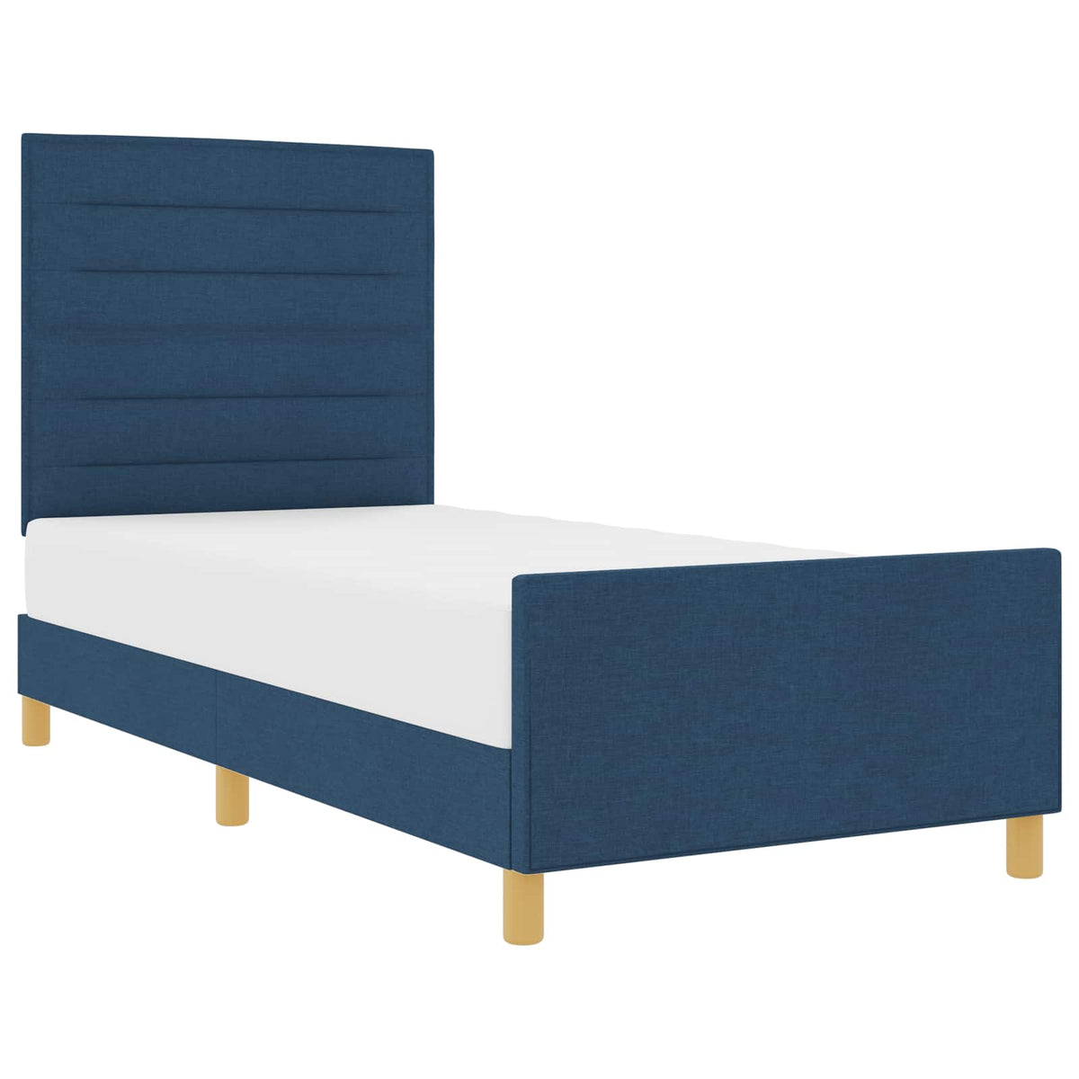 Bettgestell mit Kopfteil Blau 90 x 200 cm Stoff