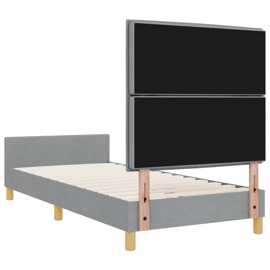 Bettgestell mit Kopfteil Hellgrau 100 x 200 cm Stoff