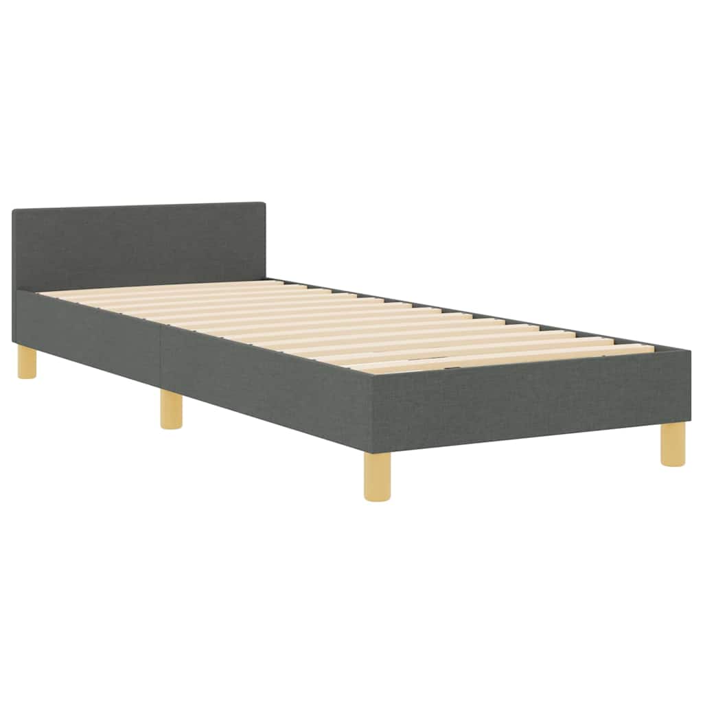 Bettgestell mit Kopfteil Dunkelgrau 100 x 200 cm Stoff