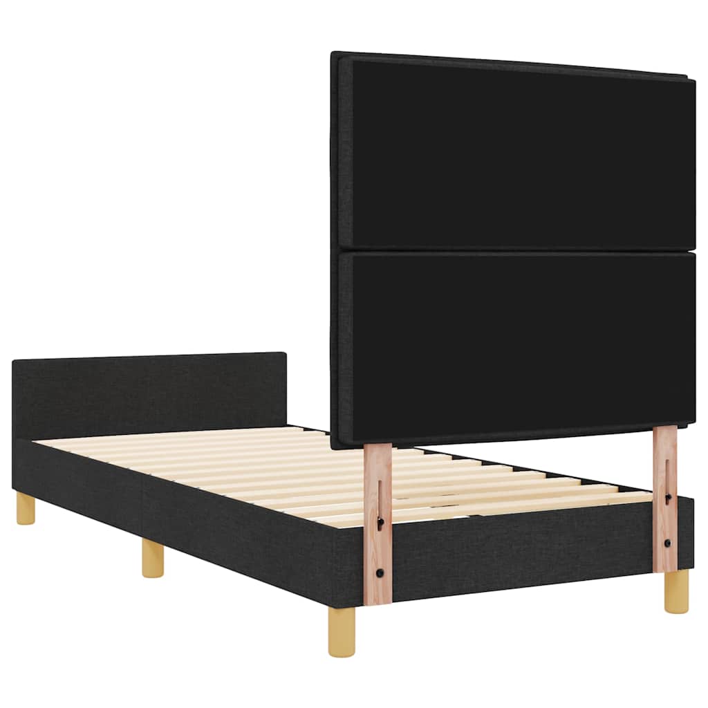 Bettgestell mit Kopfteil Schwarz 100 x 200 cm Stoff