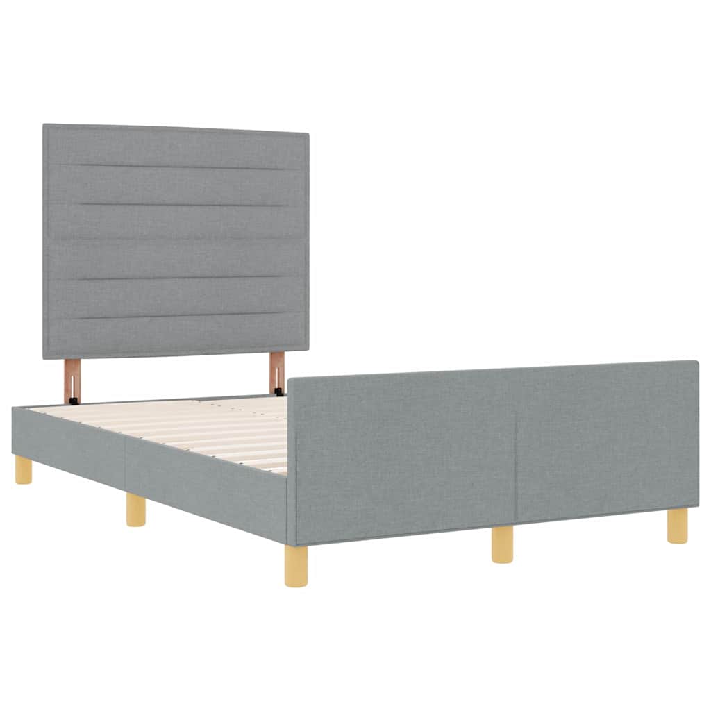 Bettgestell mit Kopfteil Hellgrau 120 x 190 cm Stoff