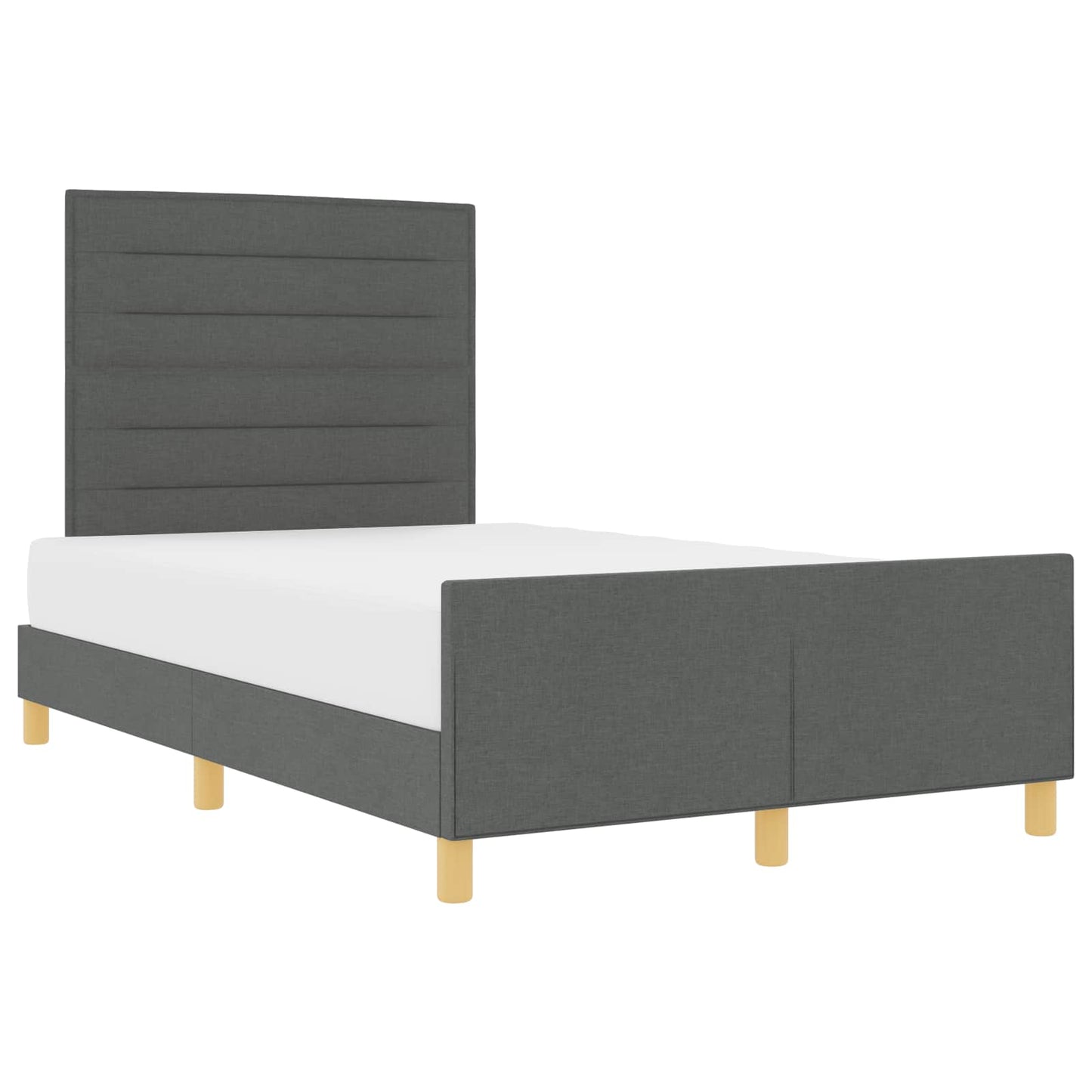 Bettgestell mit Kopfteil Dunkelgrau 120 x 190 cm Stoff