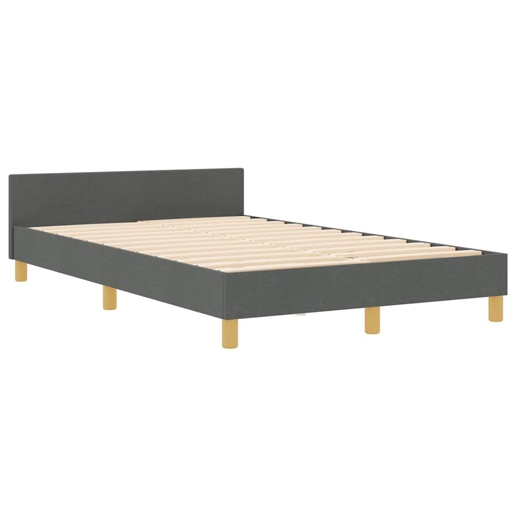 Bettgestell mit Kopfteil Dunkelgrau 120 x 190 cm Stoff