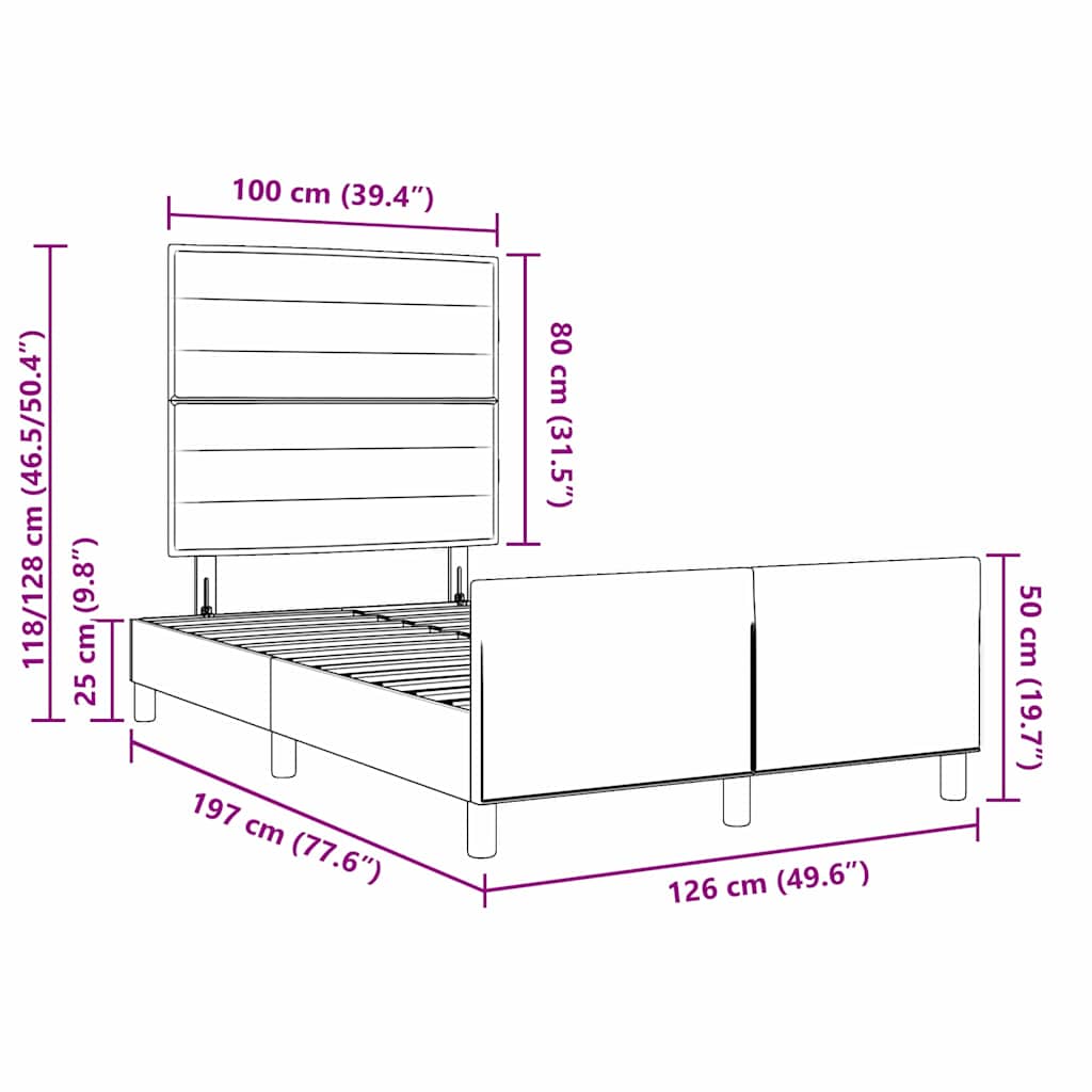 Bettgestell mit Kopfteil Schwarz 120 x 190 cm Stoff