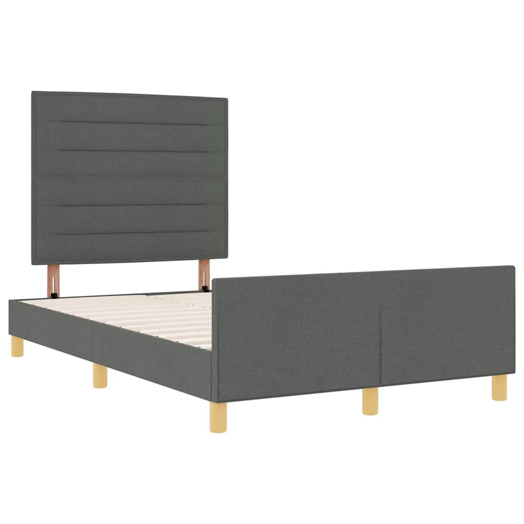 Bettgestell mit Kopfteil Dunkelgrau 120 x 200 cm Stoff