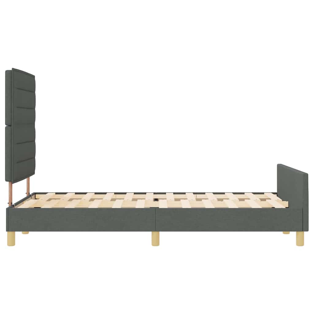Bettgestell mit Kopfteil Dunkelgrau 140 x 190 cm Stoff