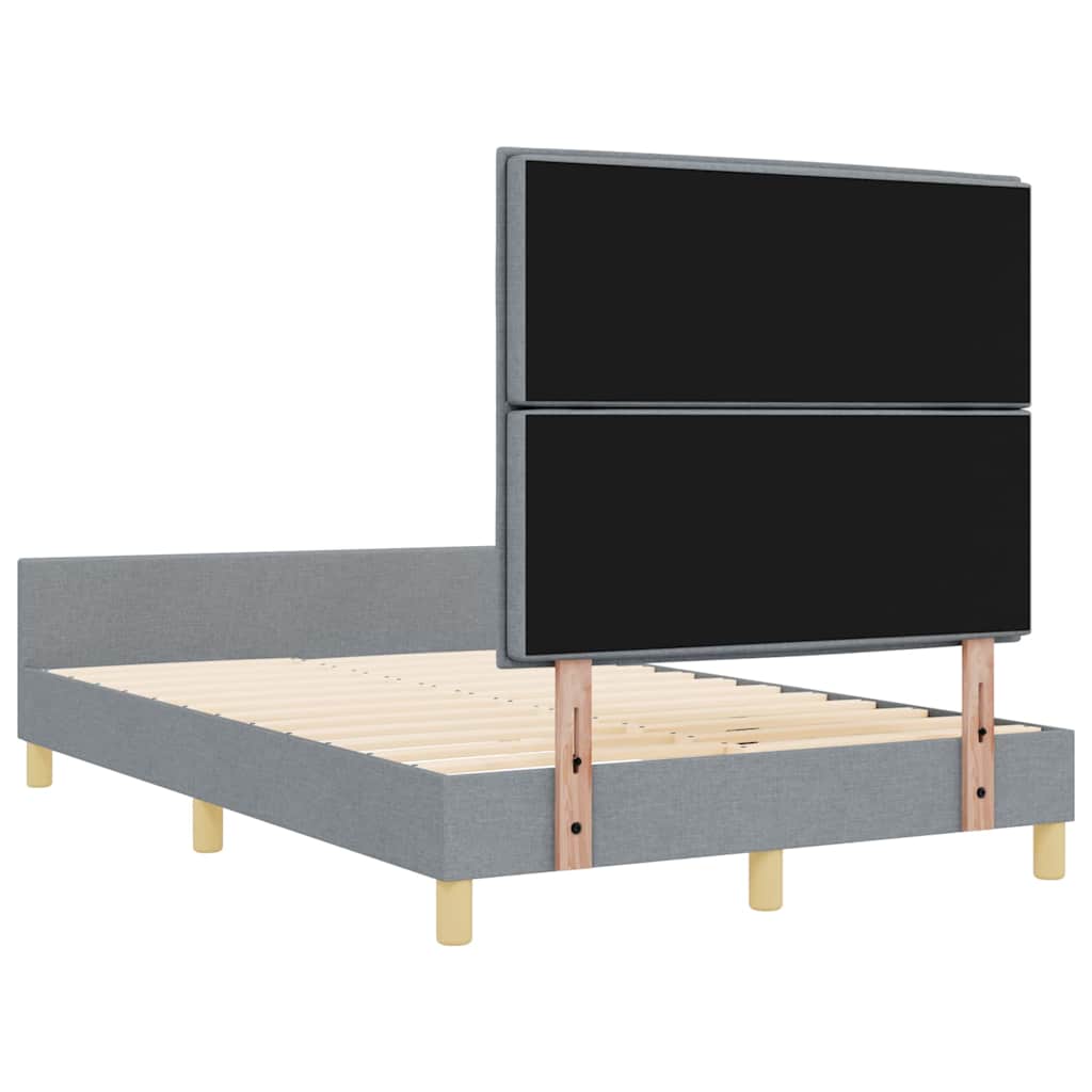 Bettgestell mit Kopfteil Hellgrau 140 x 200 cm Stoff