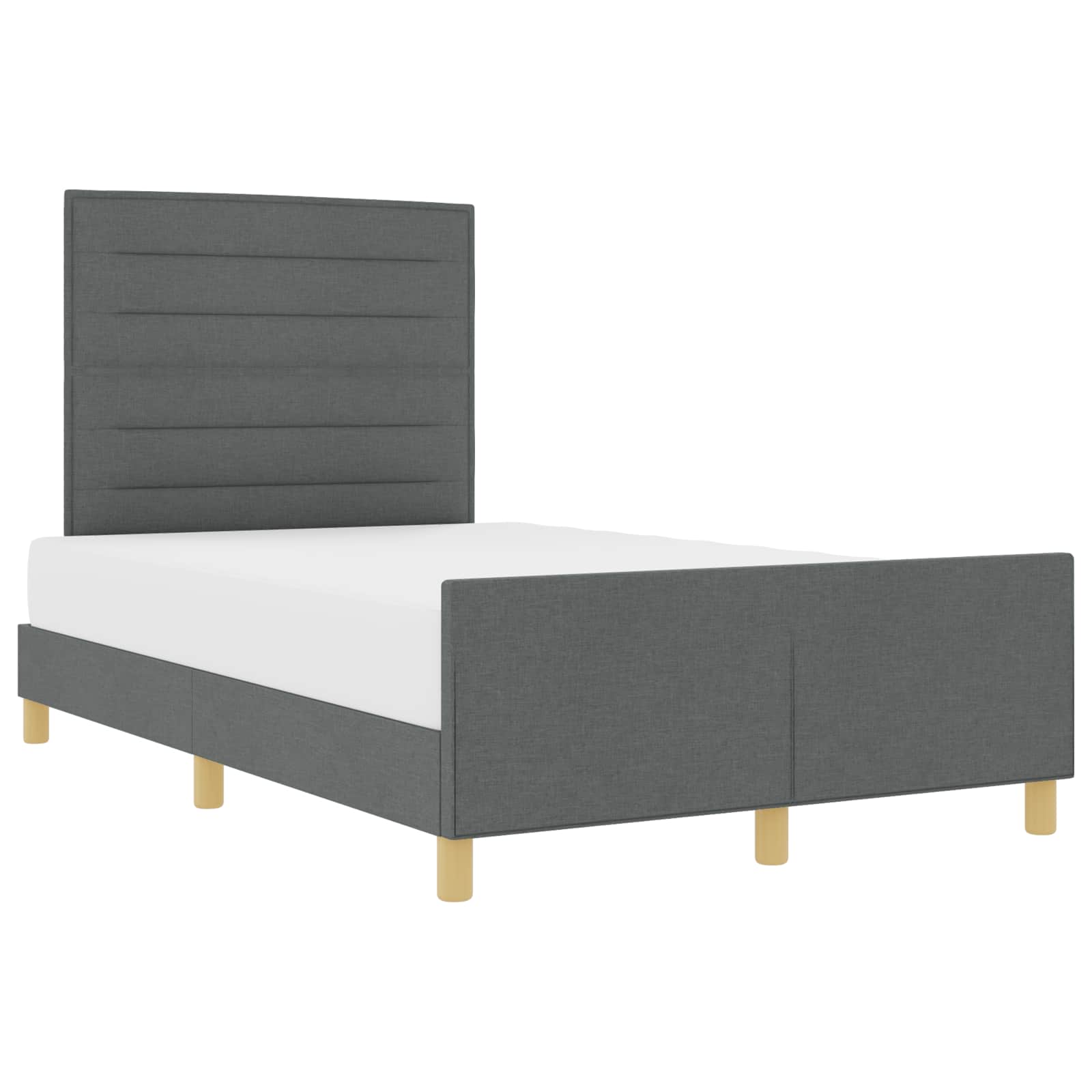 Bettgestell mit Kopfteil Dunkelgrau 140 x 200 cm Stoff