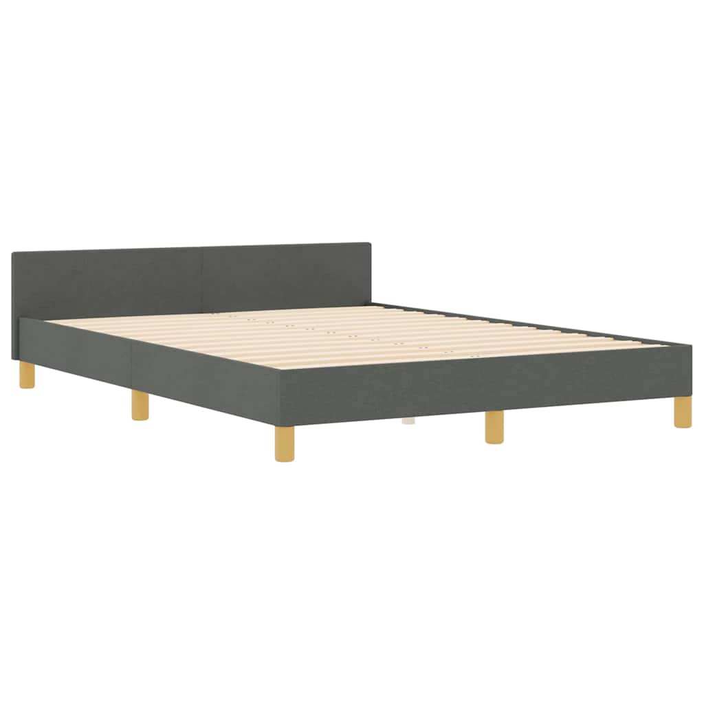 Bettgestell mit Kopfteil Dunkelgrau 140 x 200 cm Stoff