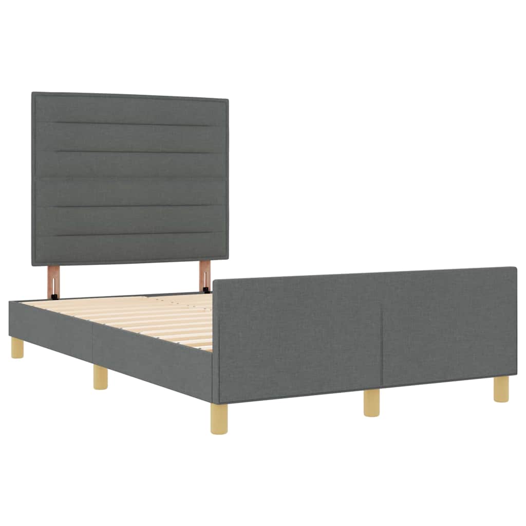 Bettgestell mit Kopfteil Dunkelgrau 140 x 200 cm Stoff
