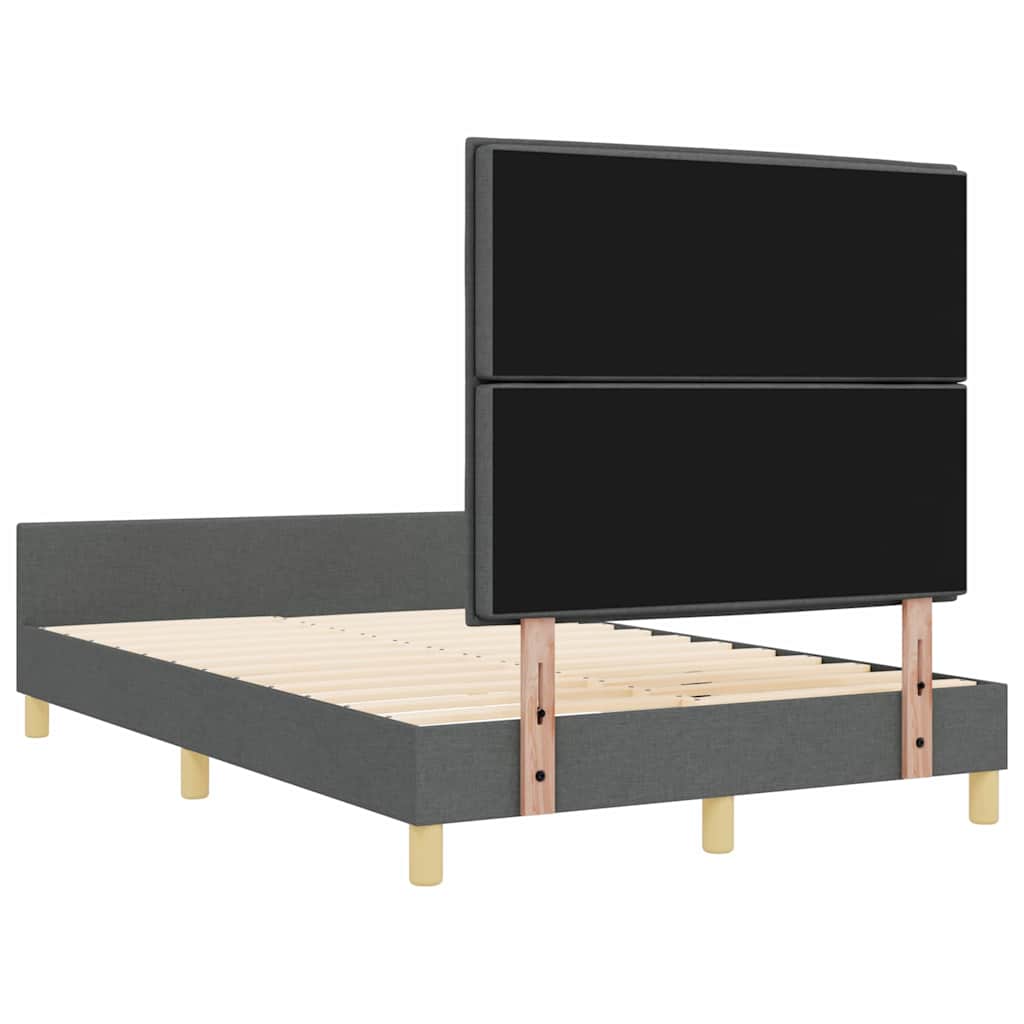 Bettgestell mit Kopfteil Dunkelgrau 140 x 200 cm Stoff