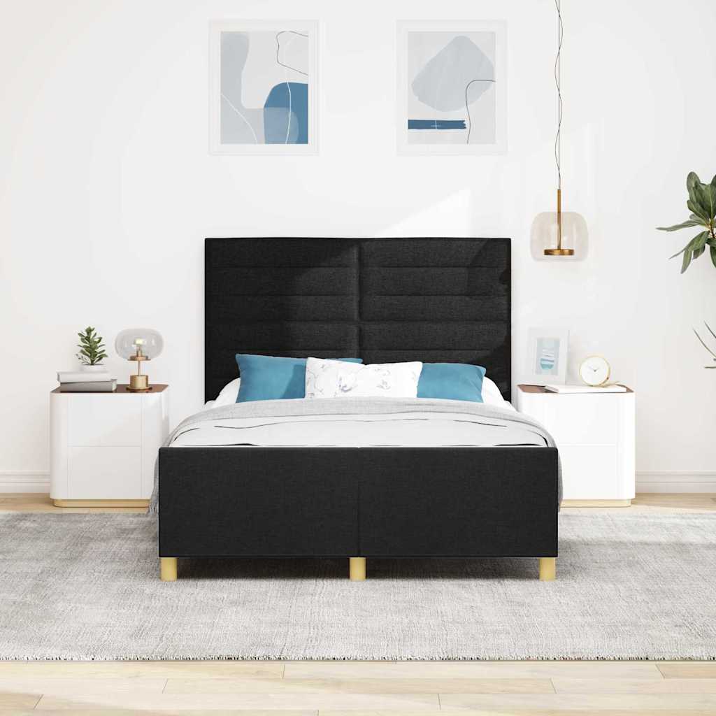 Bettgestell mit Kopfteil Schwarz 140 x 200 cm Stoff