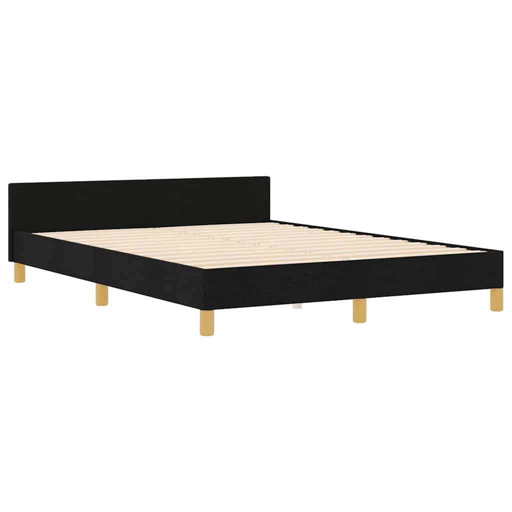 Bettgestell mit Kopfteil Schwarz 140 x 200 cm Stoff