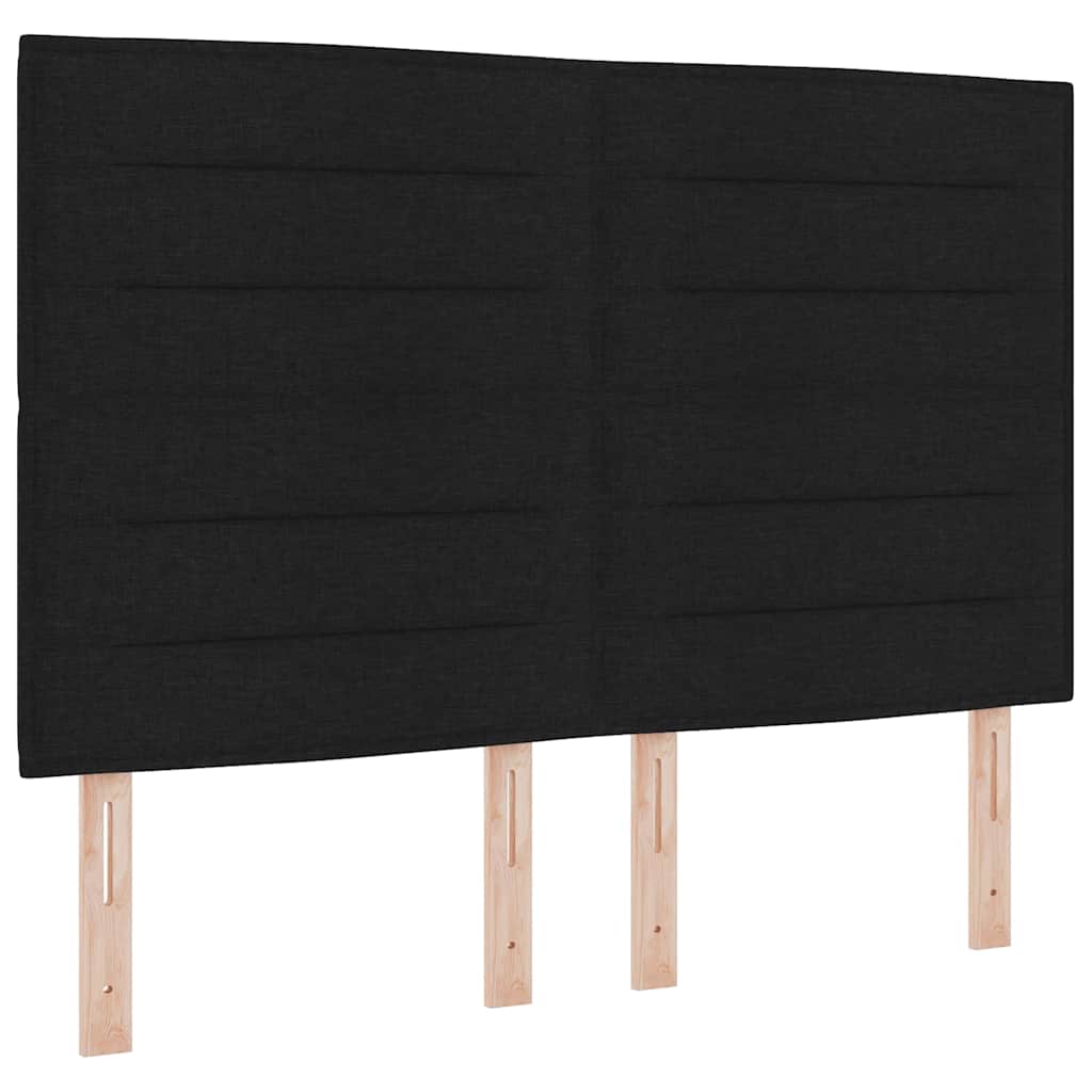 Bettgestell mit Kopfteil Schwarz 140 x 200 cm Stoff