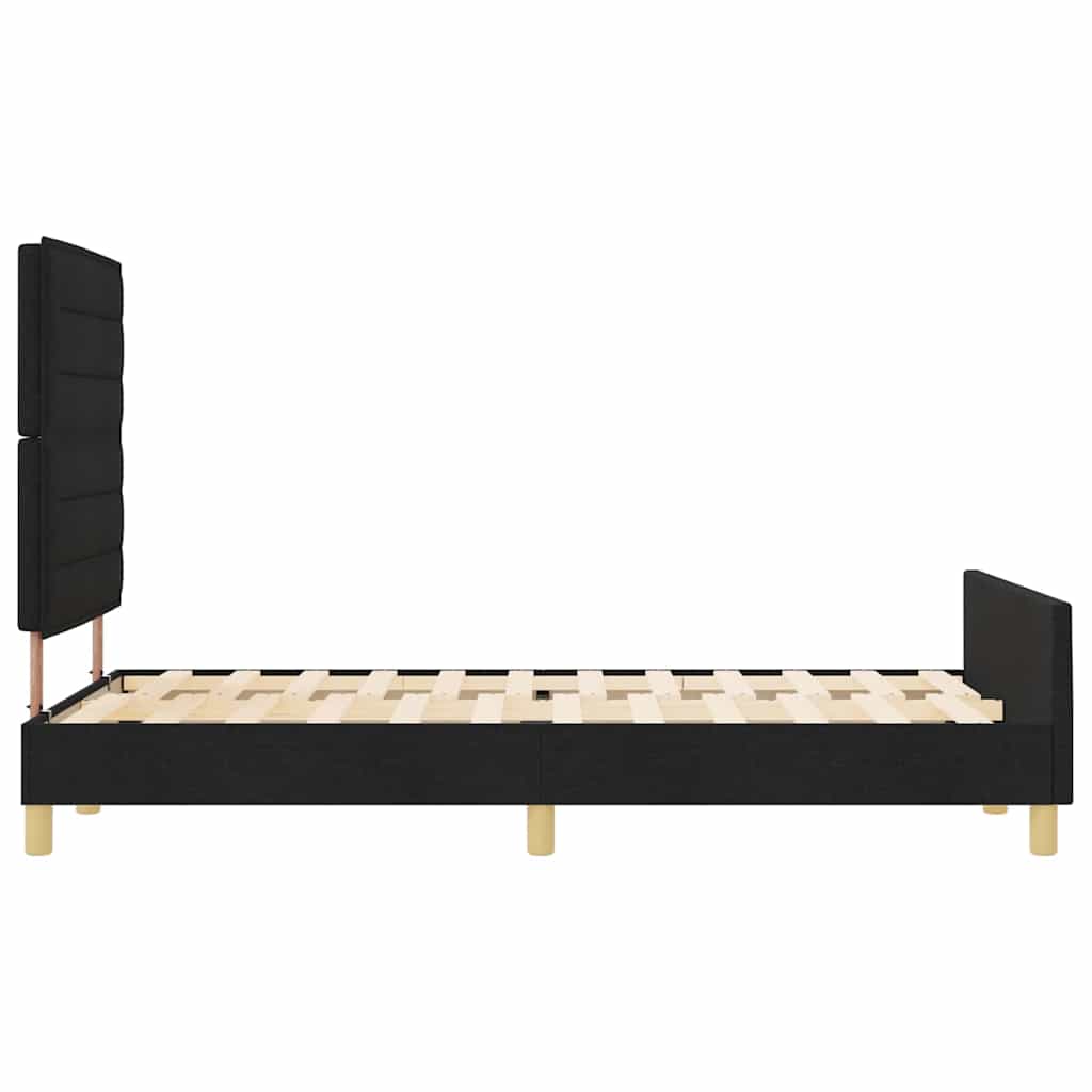 Bettgestell mit Kopfteil Schwarz 140 x 200 cm Stoff