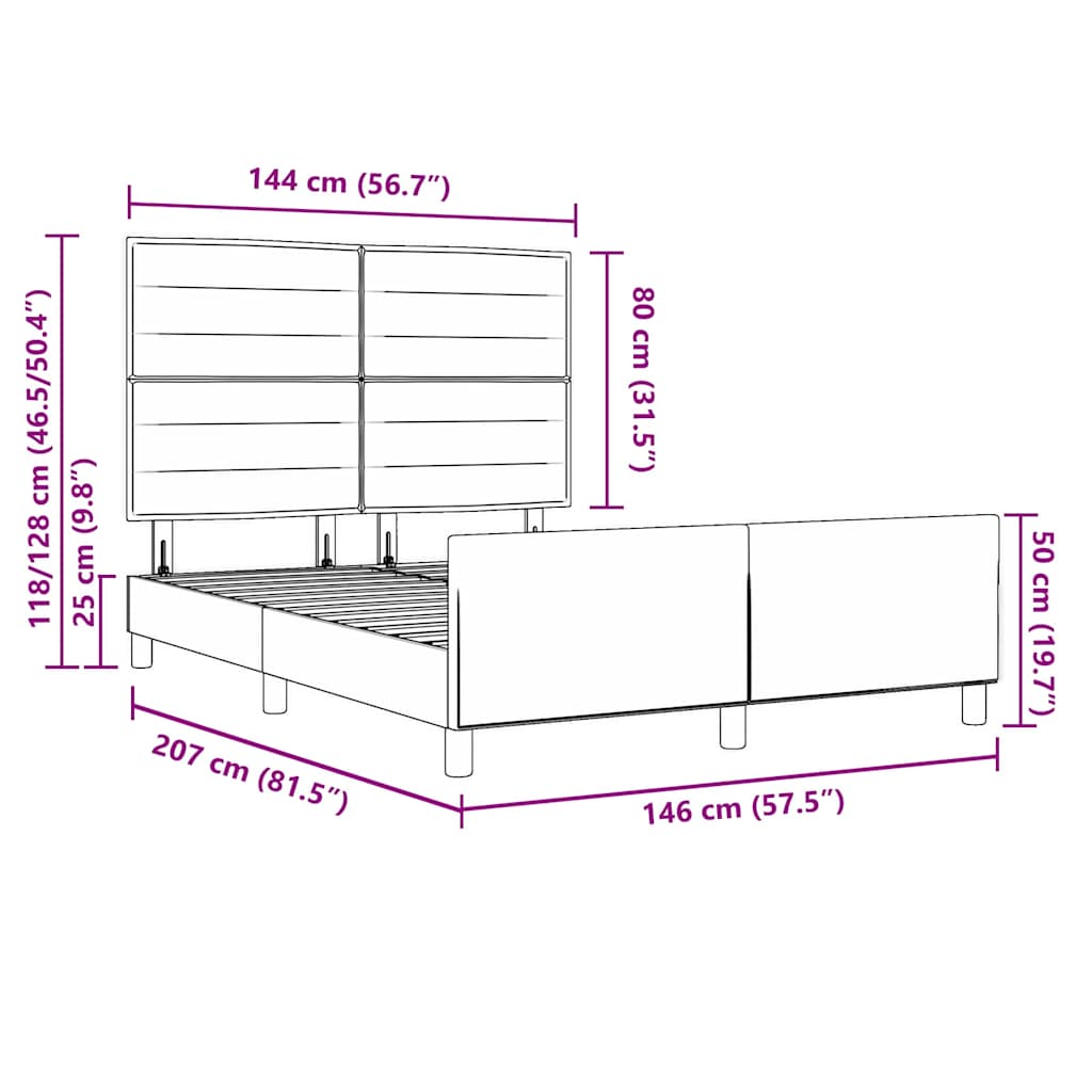 Bettgestell mit Kopfteil Schwarz 140 x 200 cm Stoff