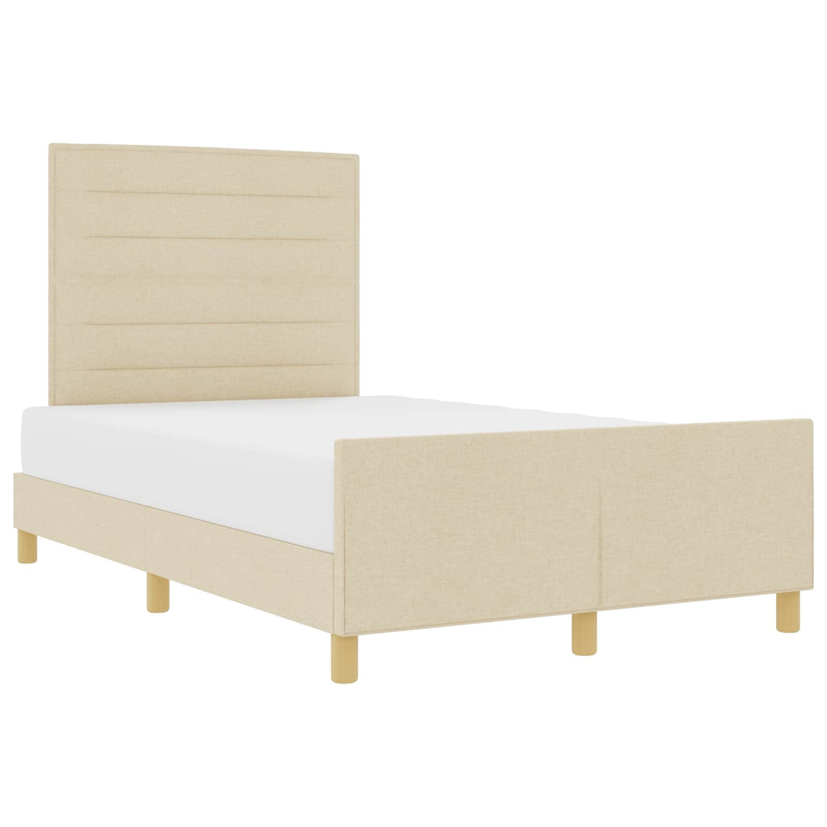 Bettgestell mit Kopfteil Creme 140 x 200 cm Stoff
