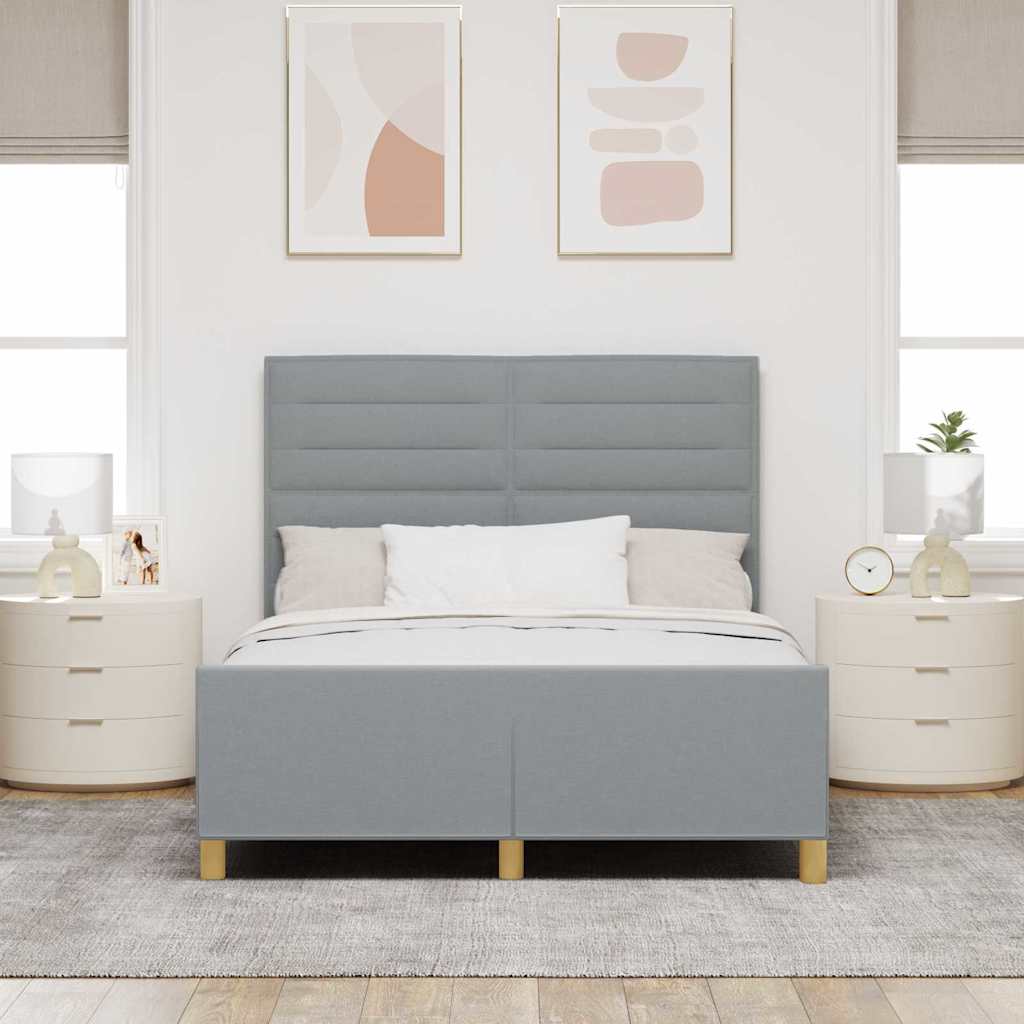 Bettgestell mit Kopfteil Hellgrau 160 x 200 cm Stoff