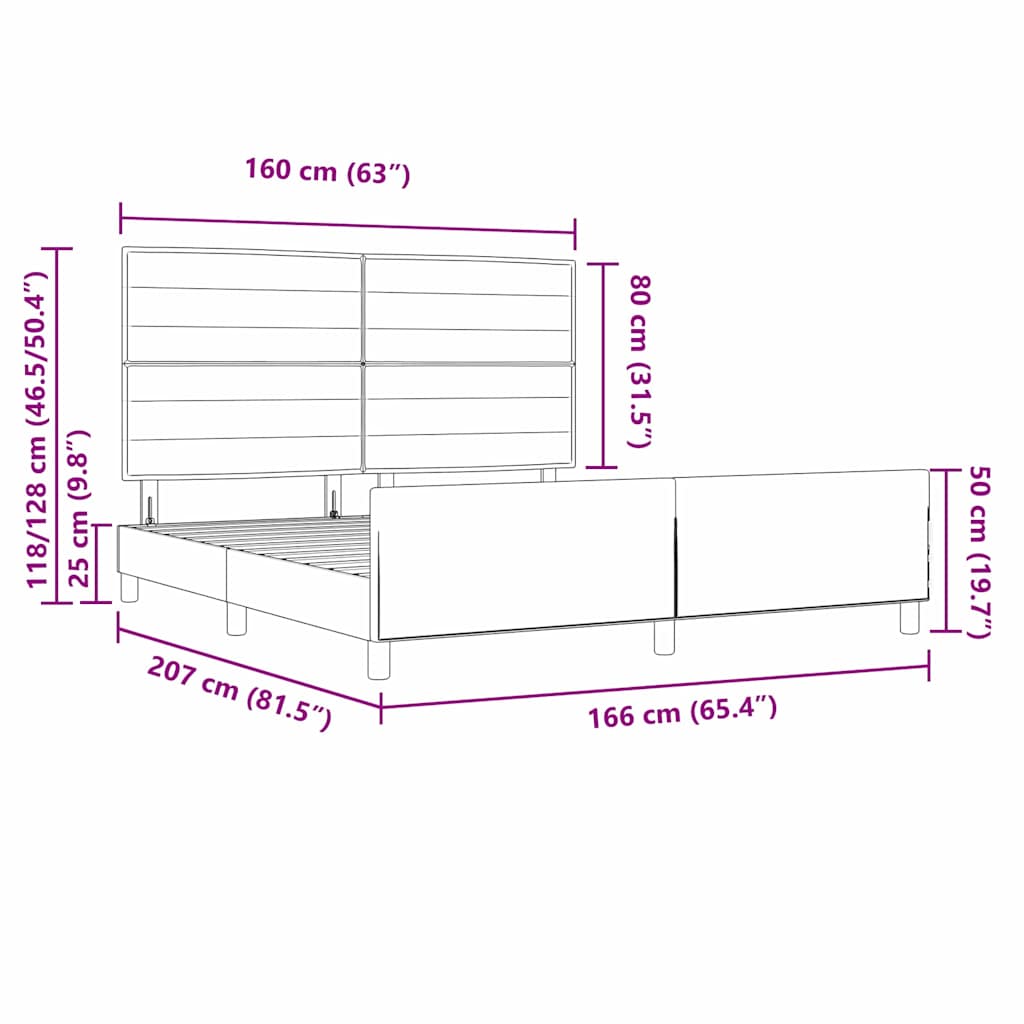Bettgestell mit Kopfteil Hellgrau 160 x 200 cm Stoff