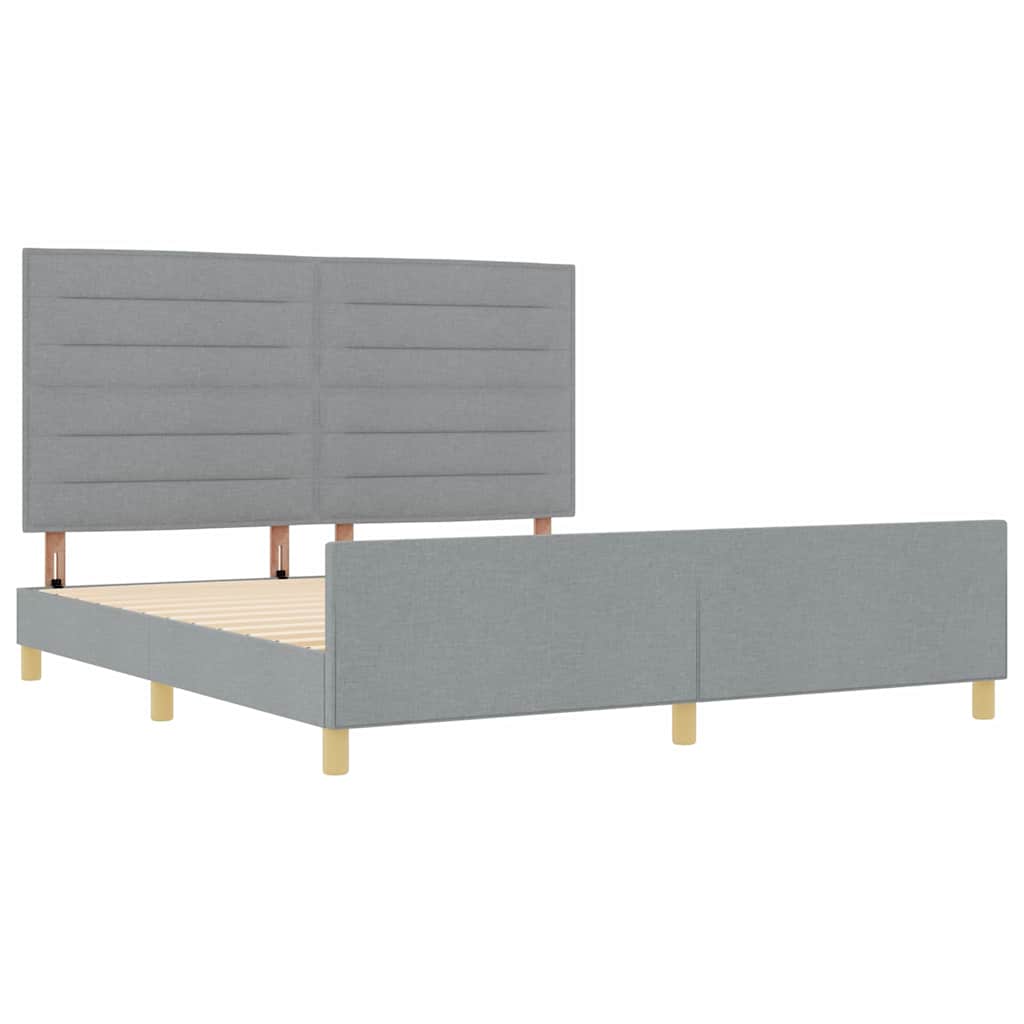 Bettgestell mit Kopfteil Hellgrau 180 x 200 cm Stoff