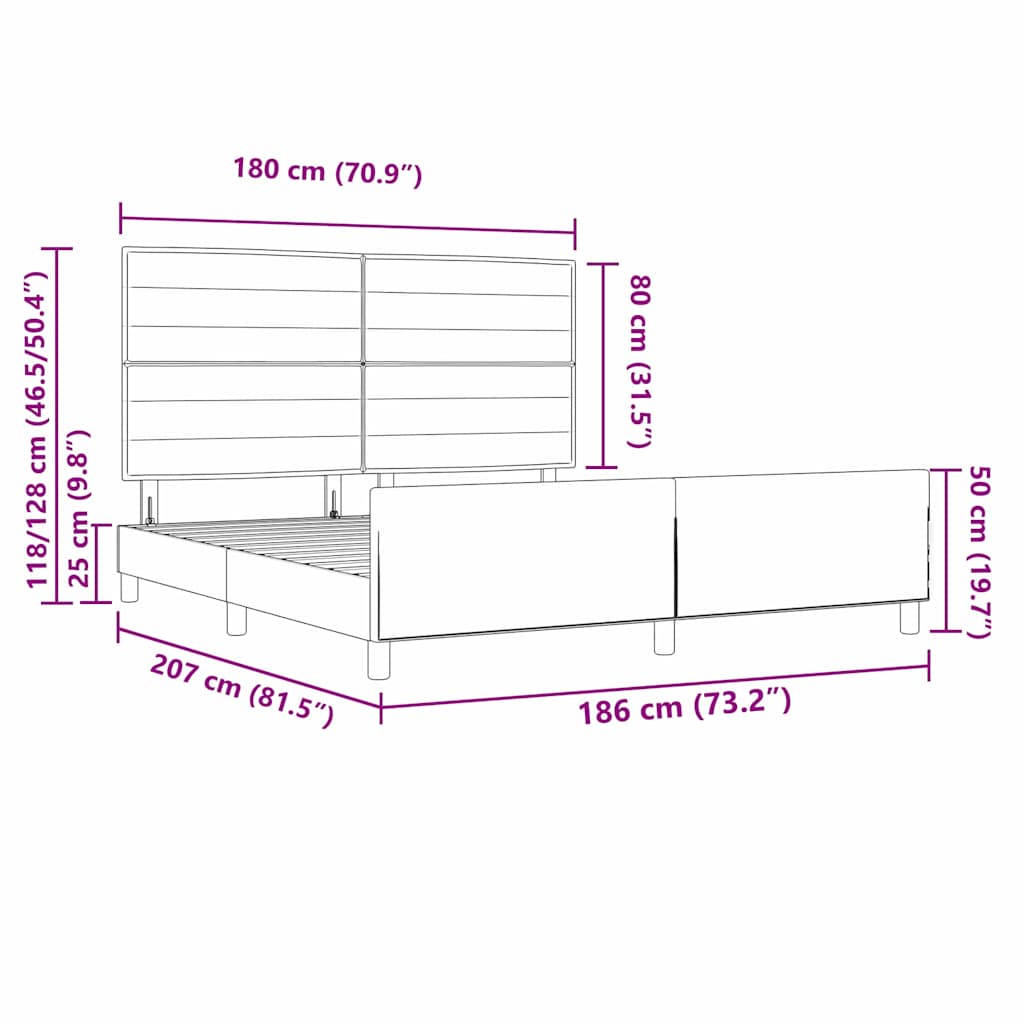 Bettgestell mit Kopfteil Hellgrau 180 x 200 cm Stoff