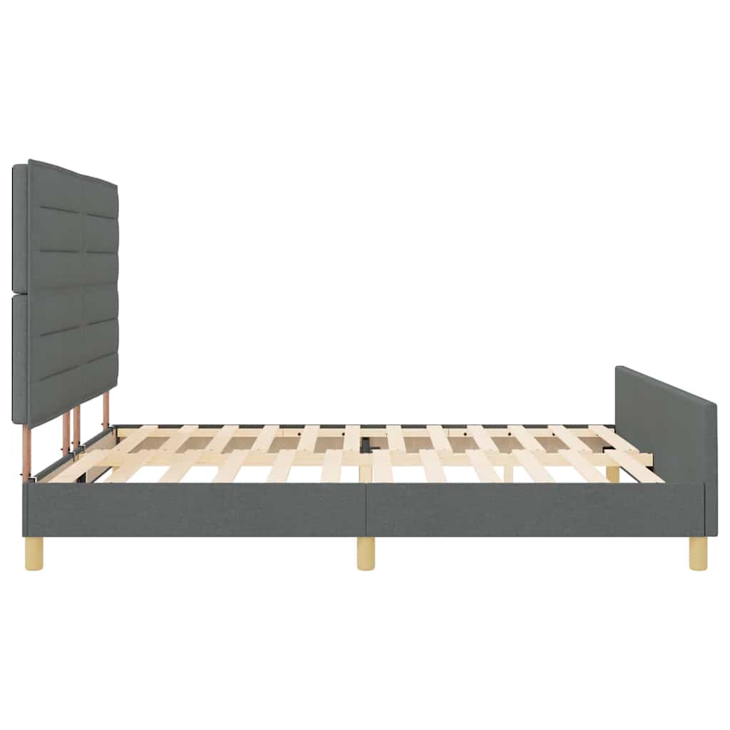 Bettgestell mit Kopfteil Dunkelgrau 180 x 200 cm Stoff