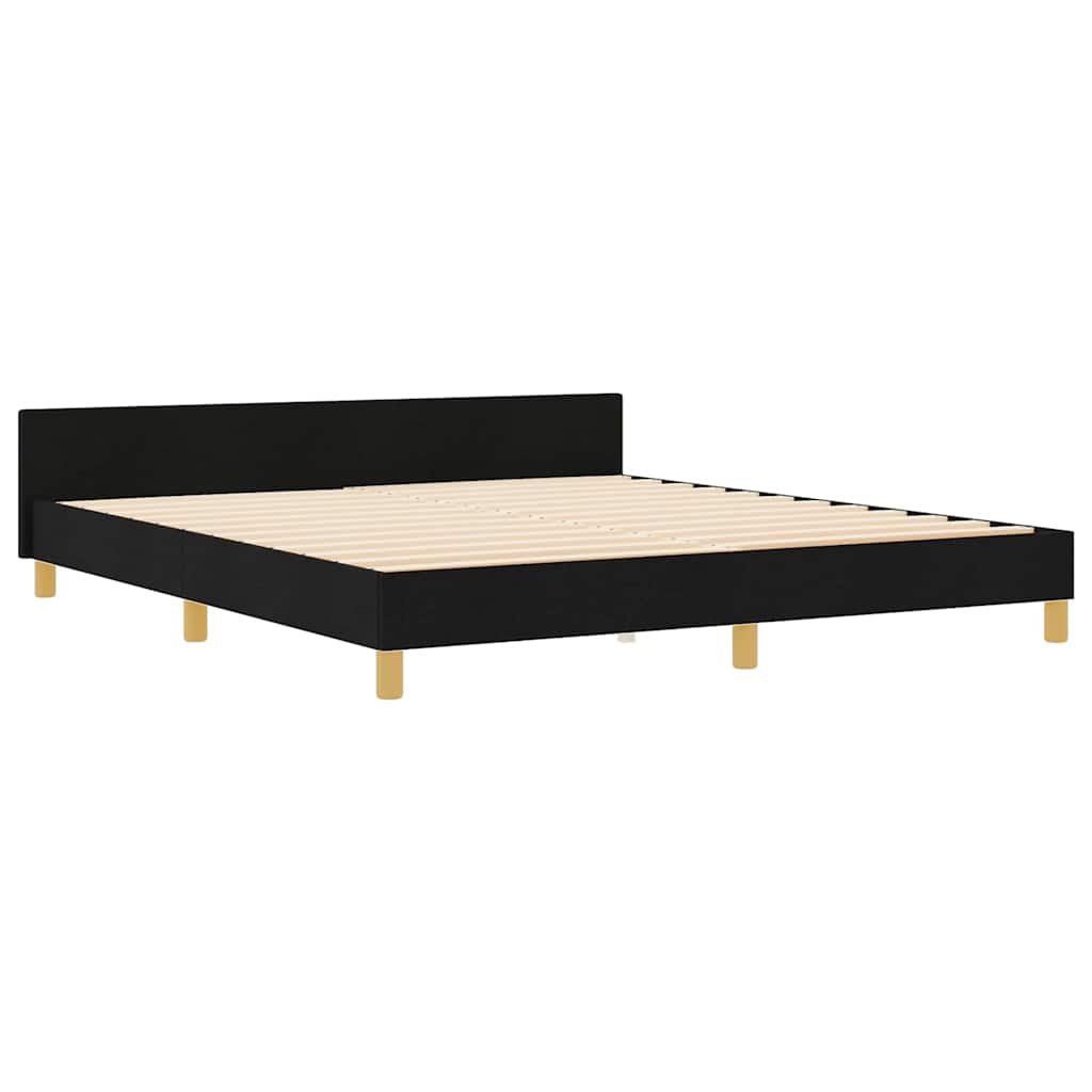 Bettgestell mit Kopfteil Schwarz 180 x 200 cm Stoff