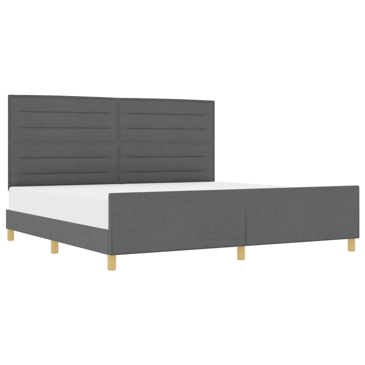 Bettgestell mit Kopfteil Dunkelgrau 200 x 200 cm Stoff