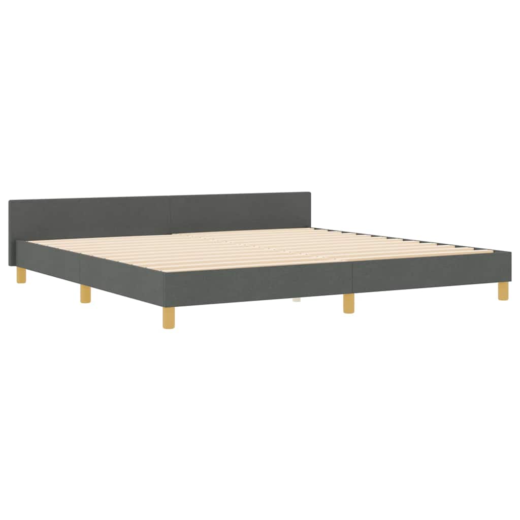 Bettgestell mit Kopfteil Dunkelgrau 200 x 200 cm Stoff