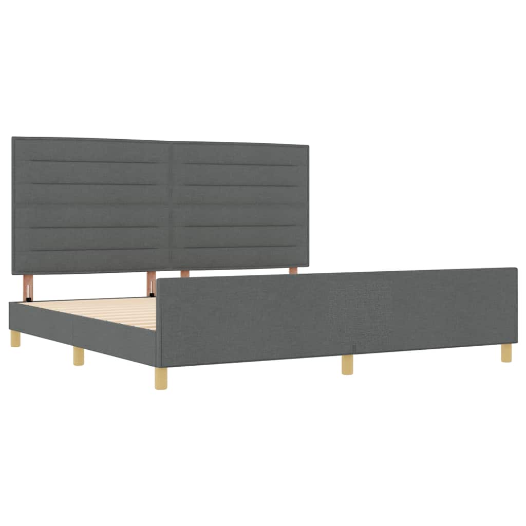 Bettgestell mit Kopfteil Dunkelgrau 200 x 200 cm Stoff