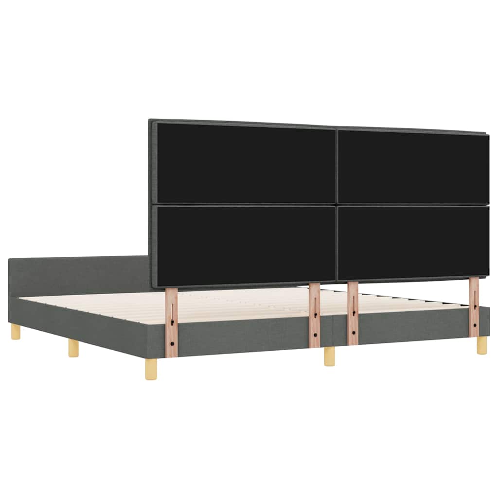 Bettgestell mit Kopfteil Dunkelgrau 200 x 200 cm Stoff