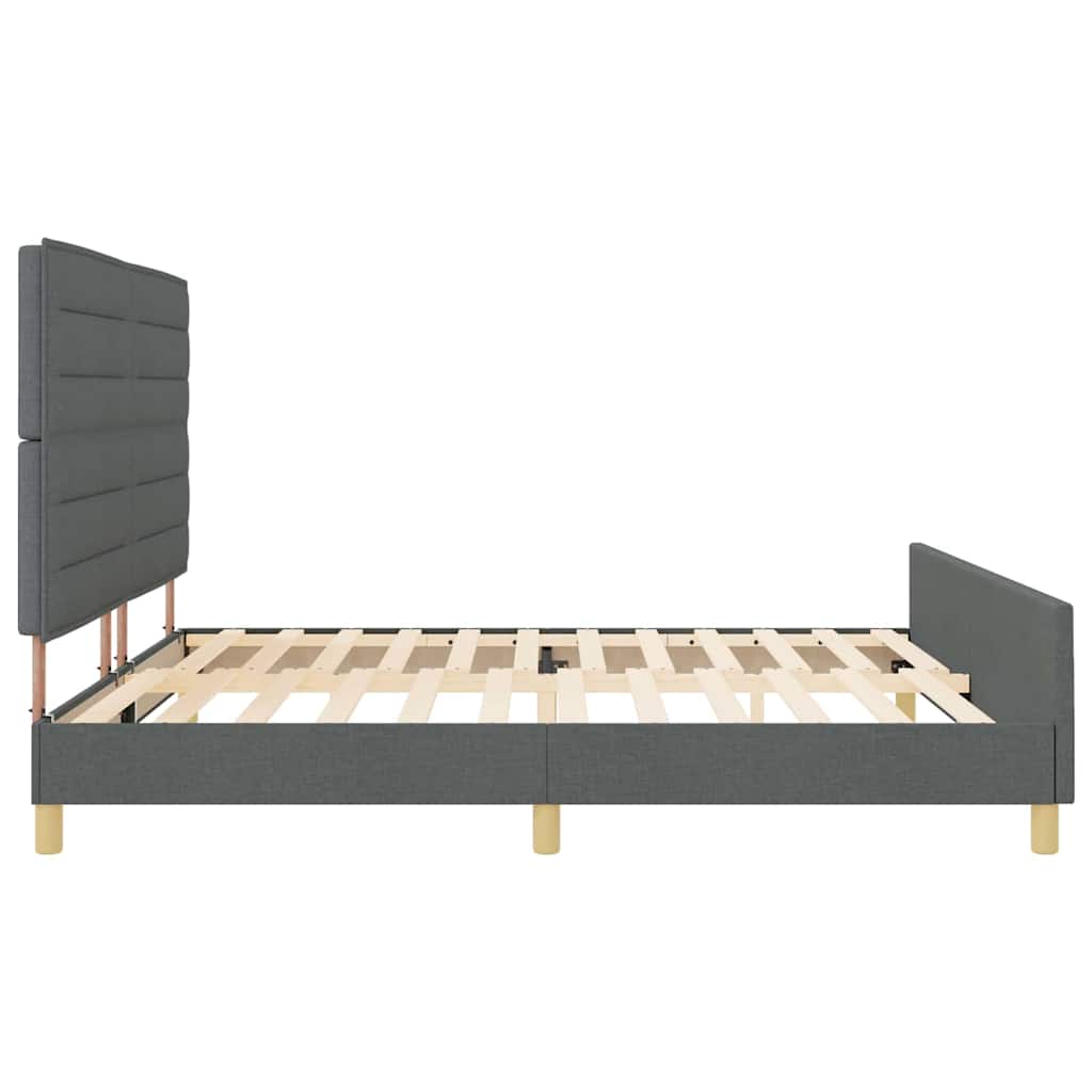 Bettgestell mit Kopfteil Dunkelgrau 200 x 200 cm Stoff