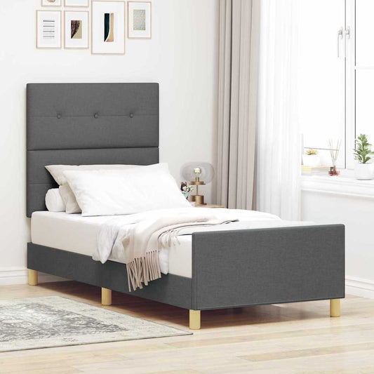 Bettgestell mit Kopfteil Dunkelgrau 80 x 200 cm Stoff