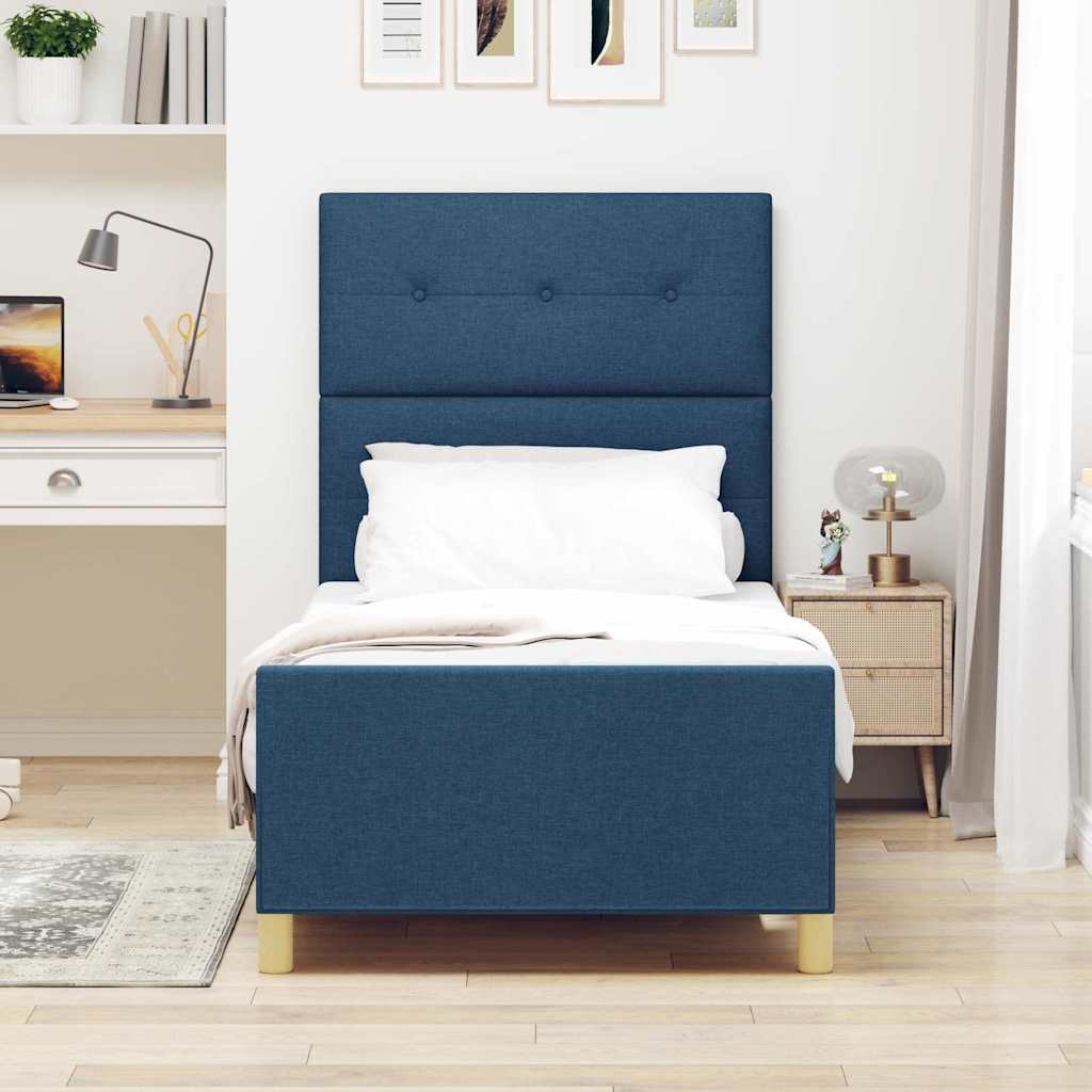 Bettgestell mit Kopfteil Blau 80 x 200 cm Stoff